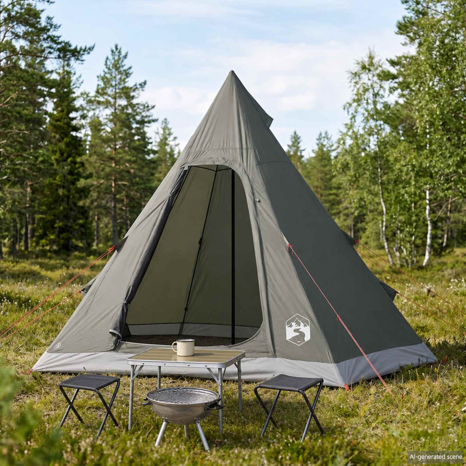 Tipi Tent Water-Resistant 3-kohaline Armee rohelis