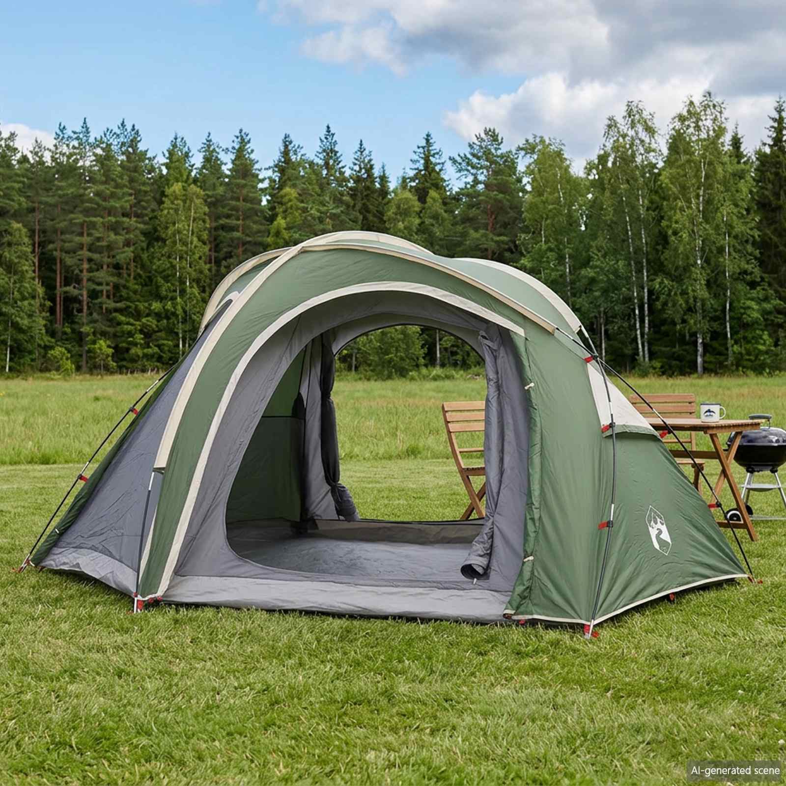 Trekking telk vihmakattega, veekindel 3-kohaline Roheline
