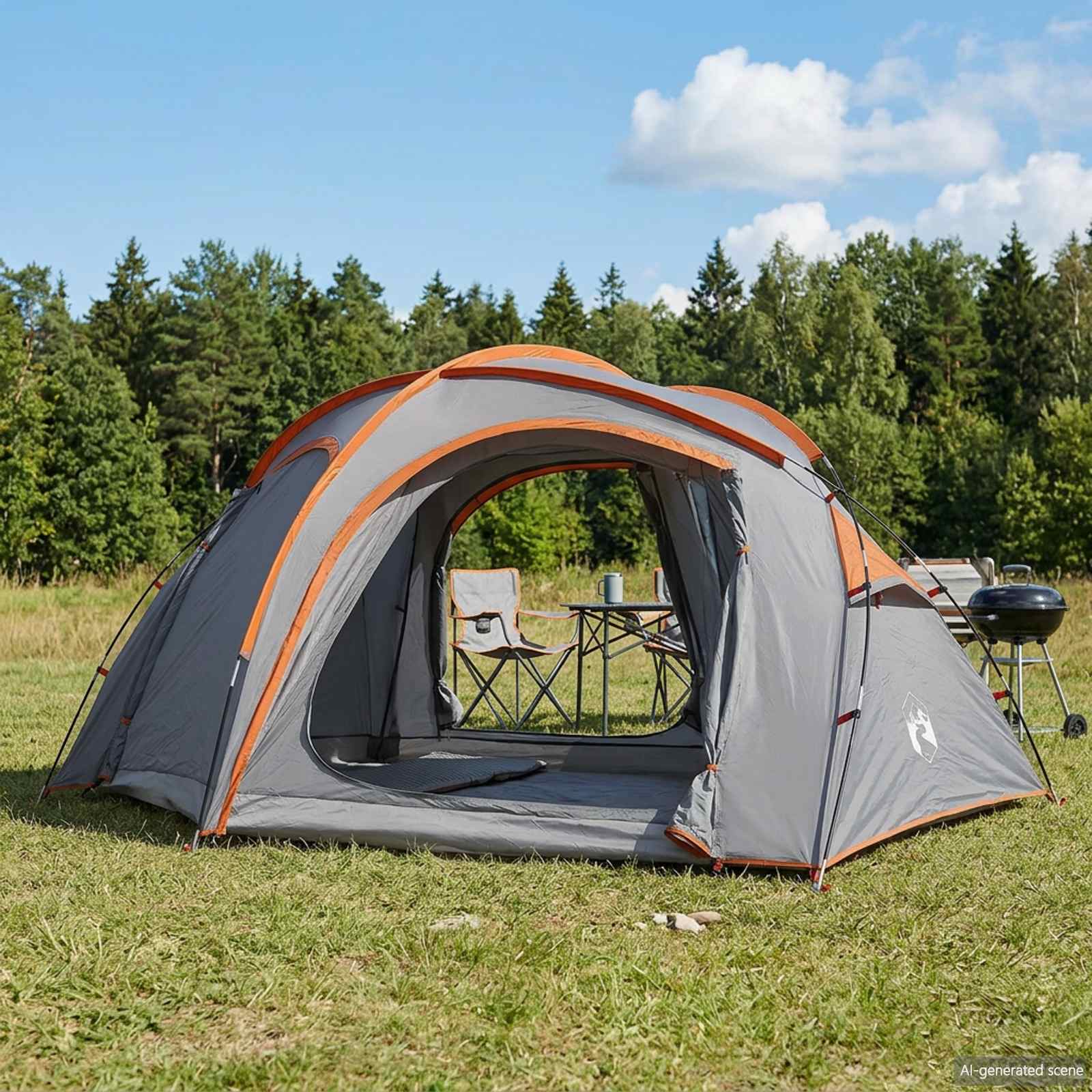 Trekking telk vihmakattega, veekindel 3-kohaline Hall ja oranž