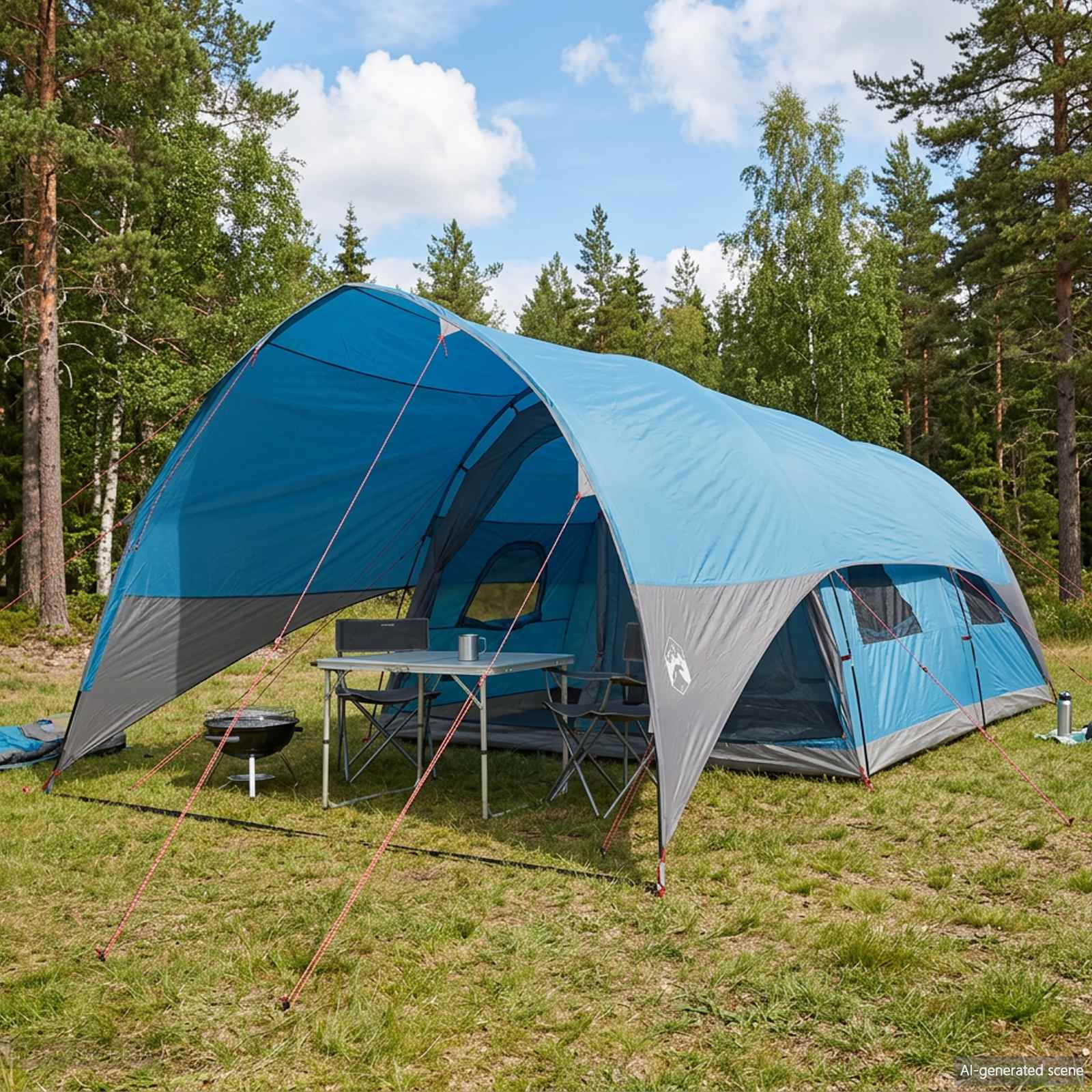 Tunnel Tent with Rainfly Water-Resistant 10-kohaline Sinine