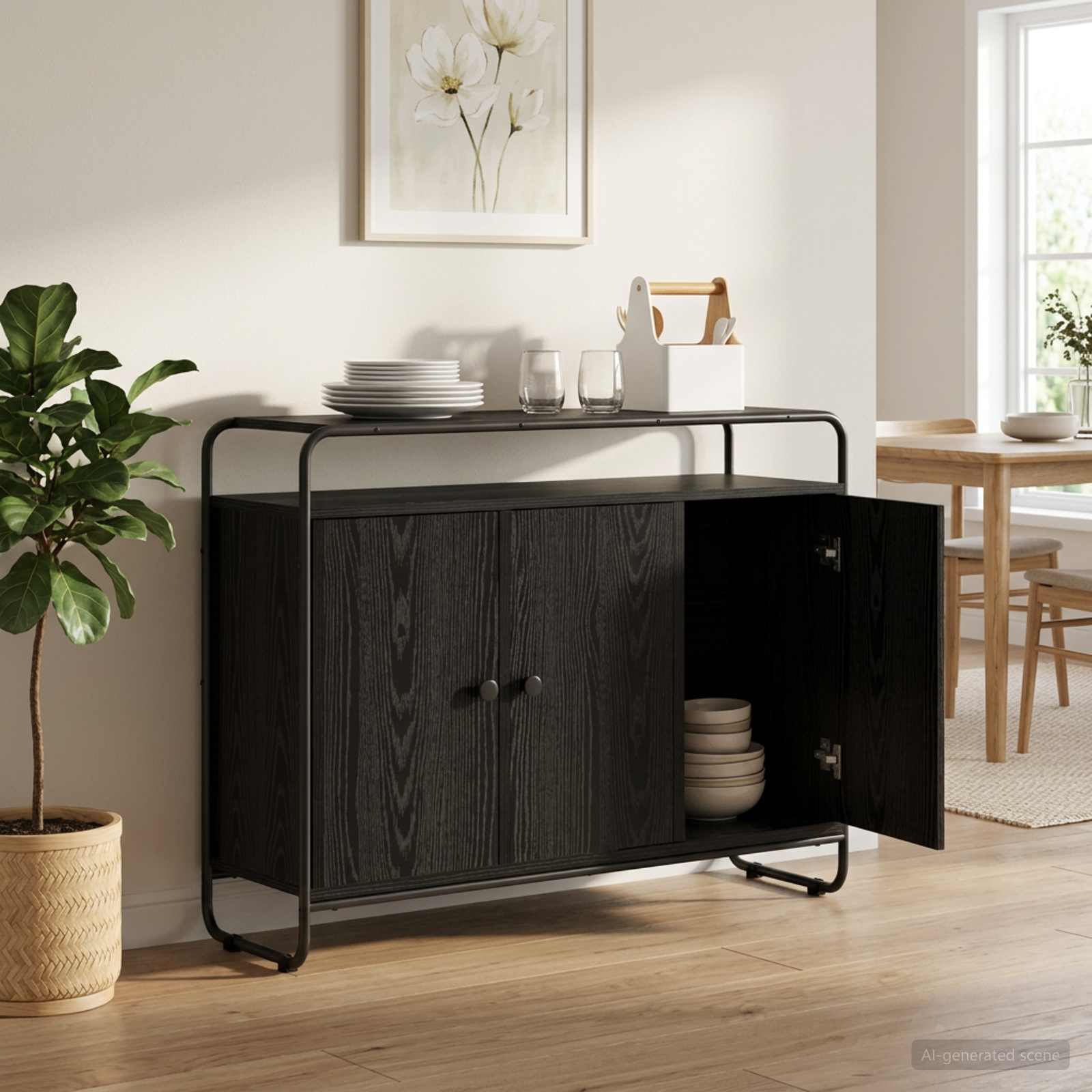 Puhvetkapp Must tamm 102 x 35 x 75 cm Tehispuit