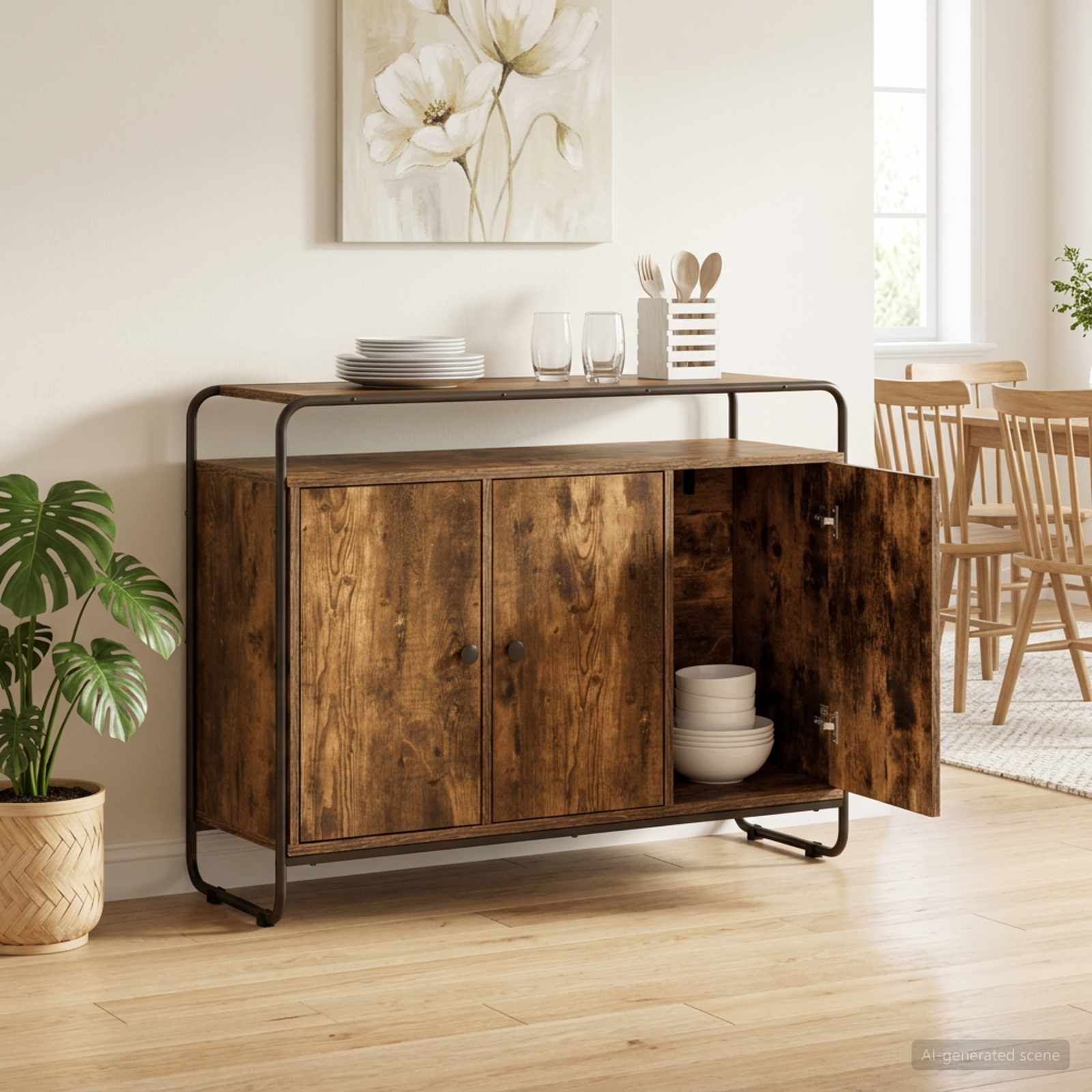Puhvetkapp Suitsutatud tamm 102 x 35 x 75 cm Tehispuit