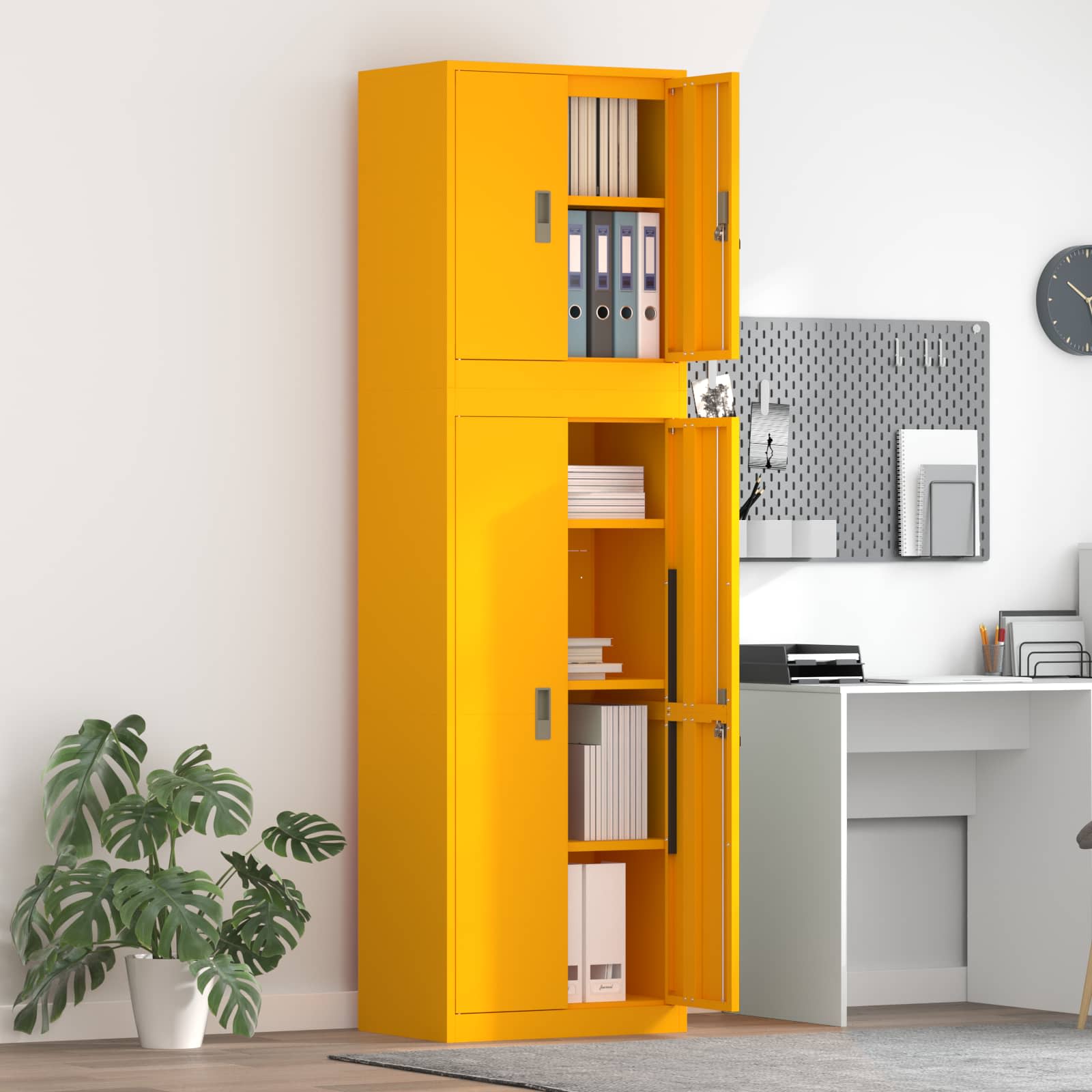 Hoiukapp 2 tk Sinepikollane 60 x 40 x 210 cm Teras Lukustatav