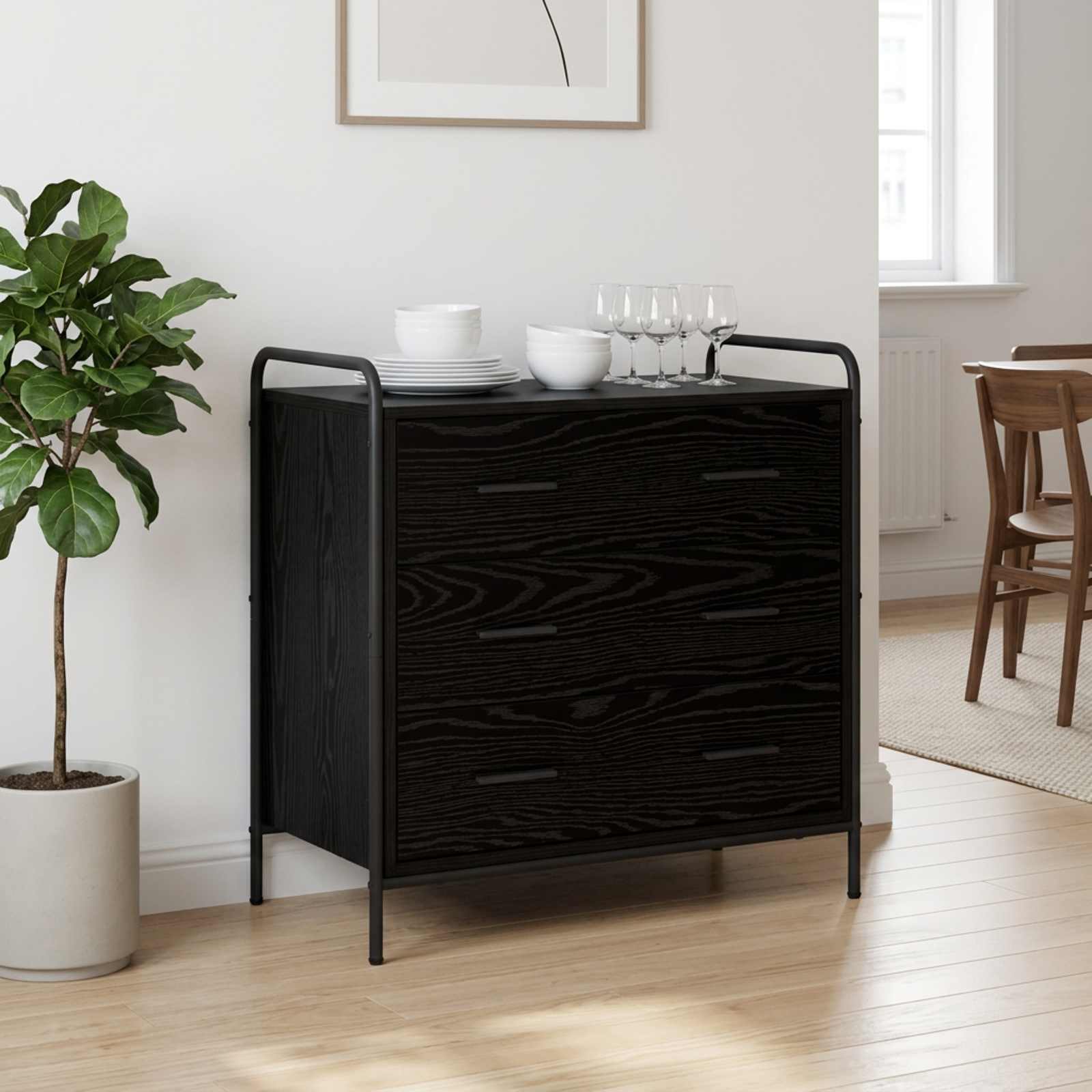 Sahtlibüroo Must tamm 70 x 39,5 x 71 cm Tehispuit
