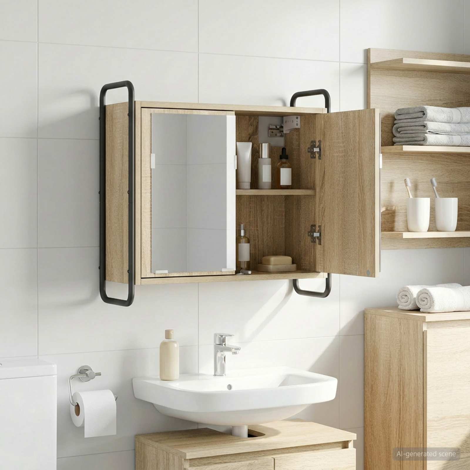 Rippuv vannitoakapid Sonoma tamm 64 x 20 x 56,5 cm Tehispuit