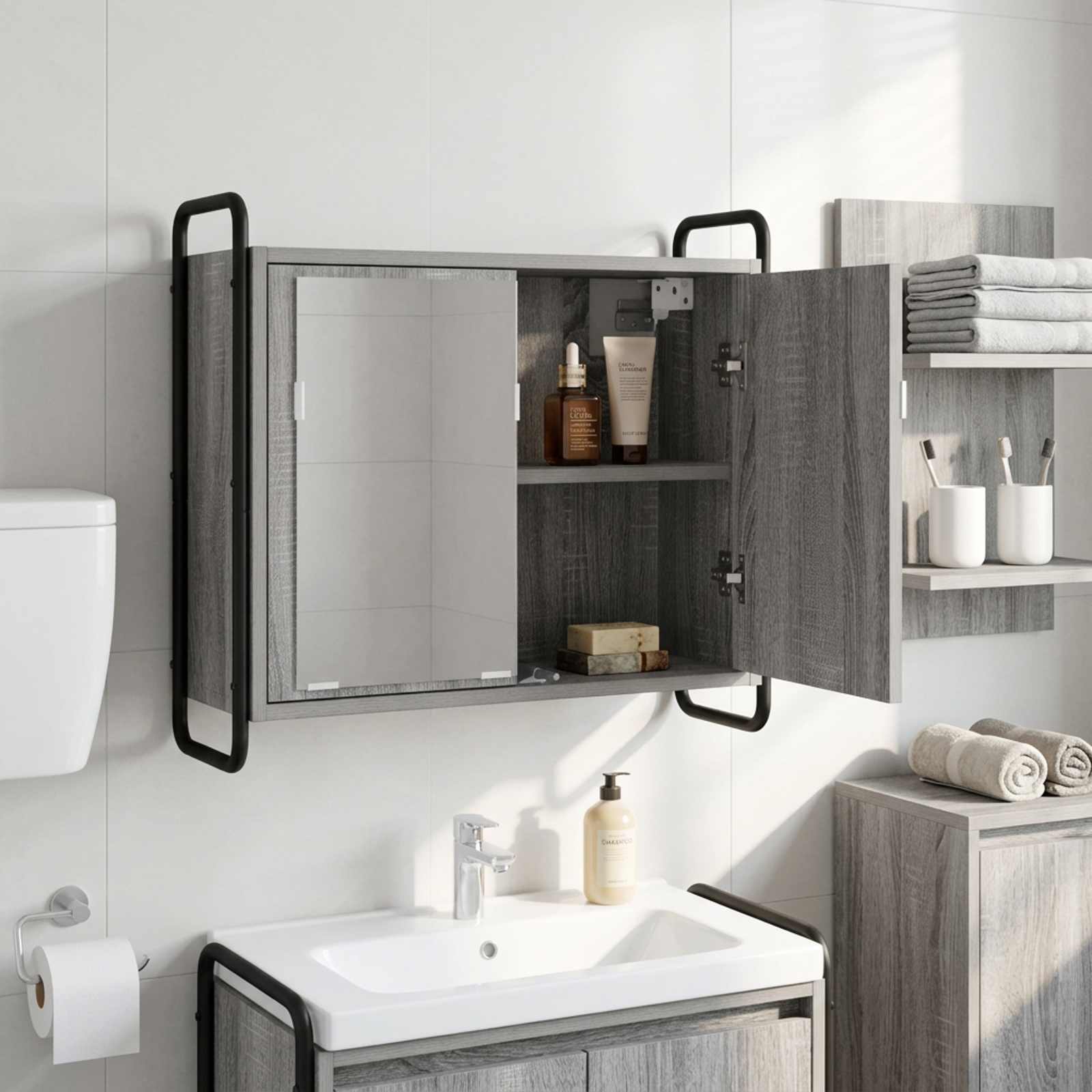 Rippuv vannitoakapid Hall Sonoma 64 x 20 x 56,5 cm Tehispuit
