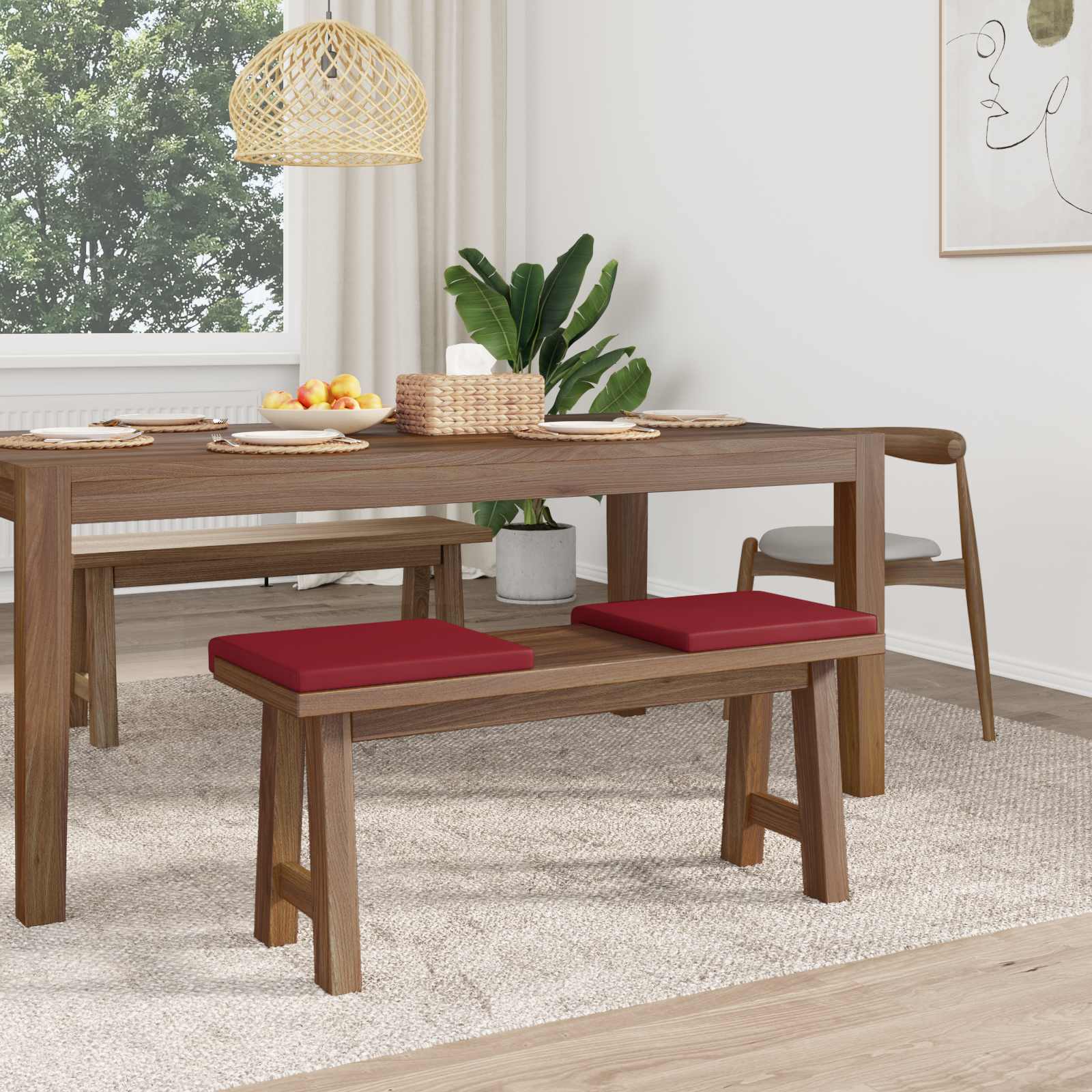 Pingipadja 2 tk Kunstnahk Veinpunane Sügavus 35 cm