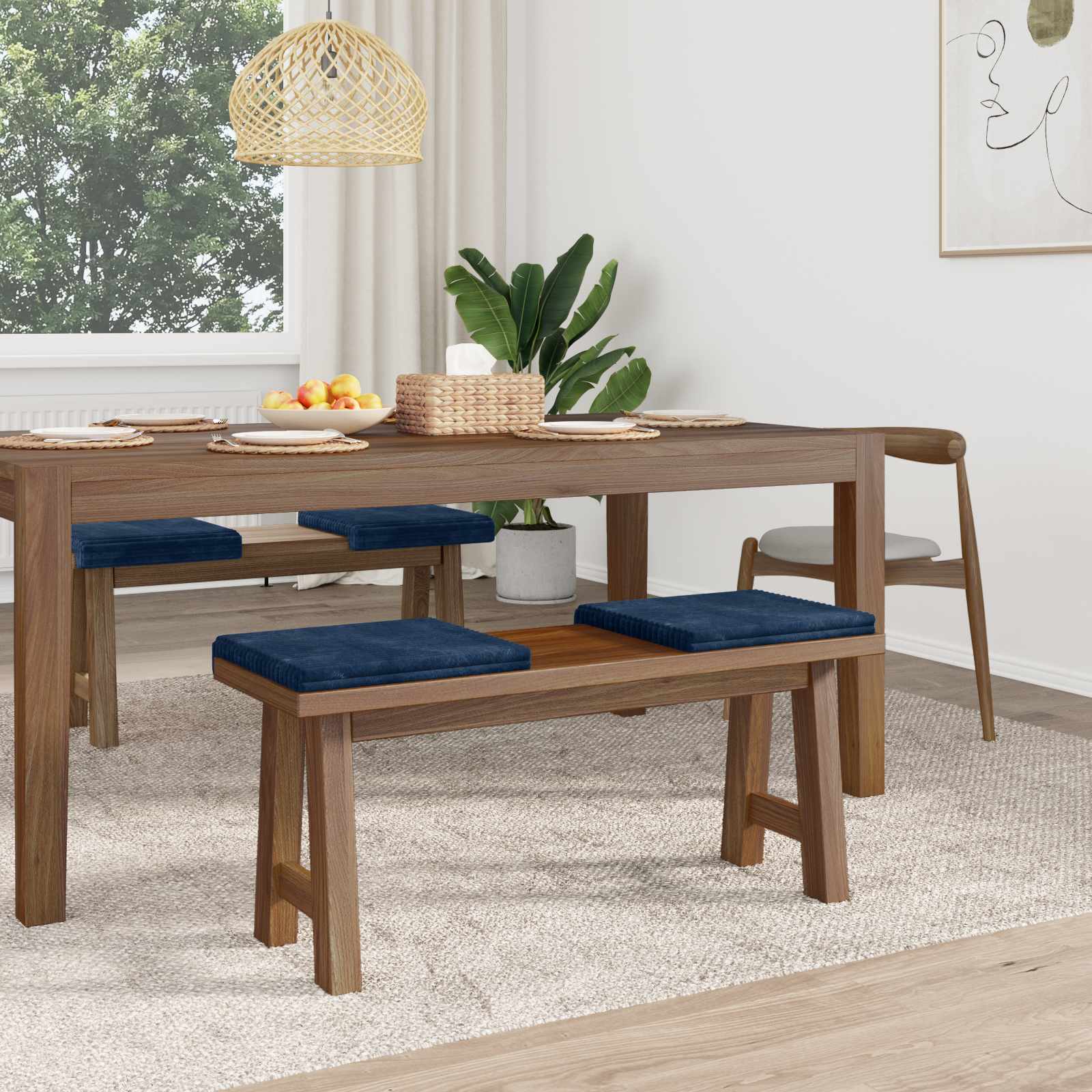 Pingipadja 4 tk Plüüšist korduroy Tumesinine Sügavus 35 cm