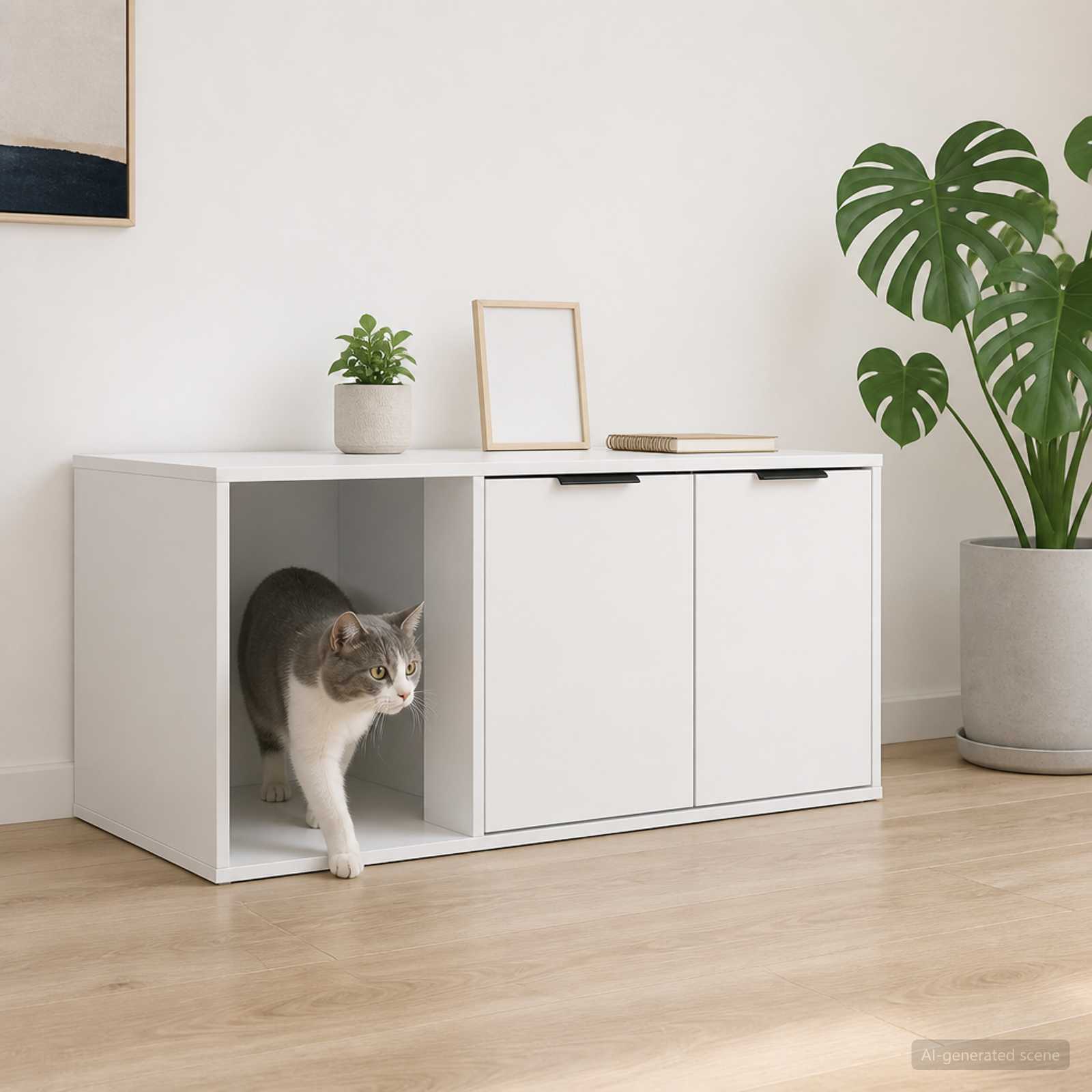 Kassi puuri mööbel Valge 100 x 49 x 45 cm Tehispuit