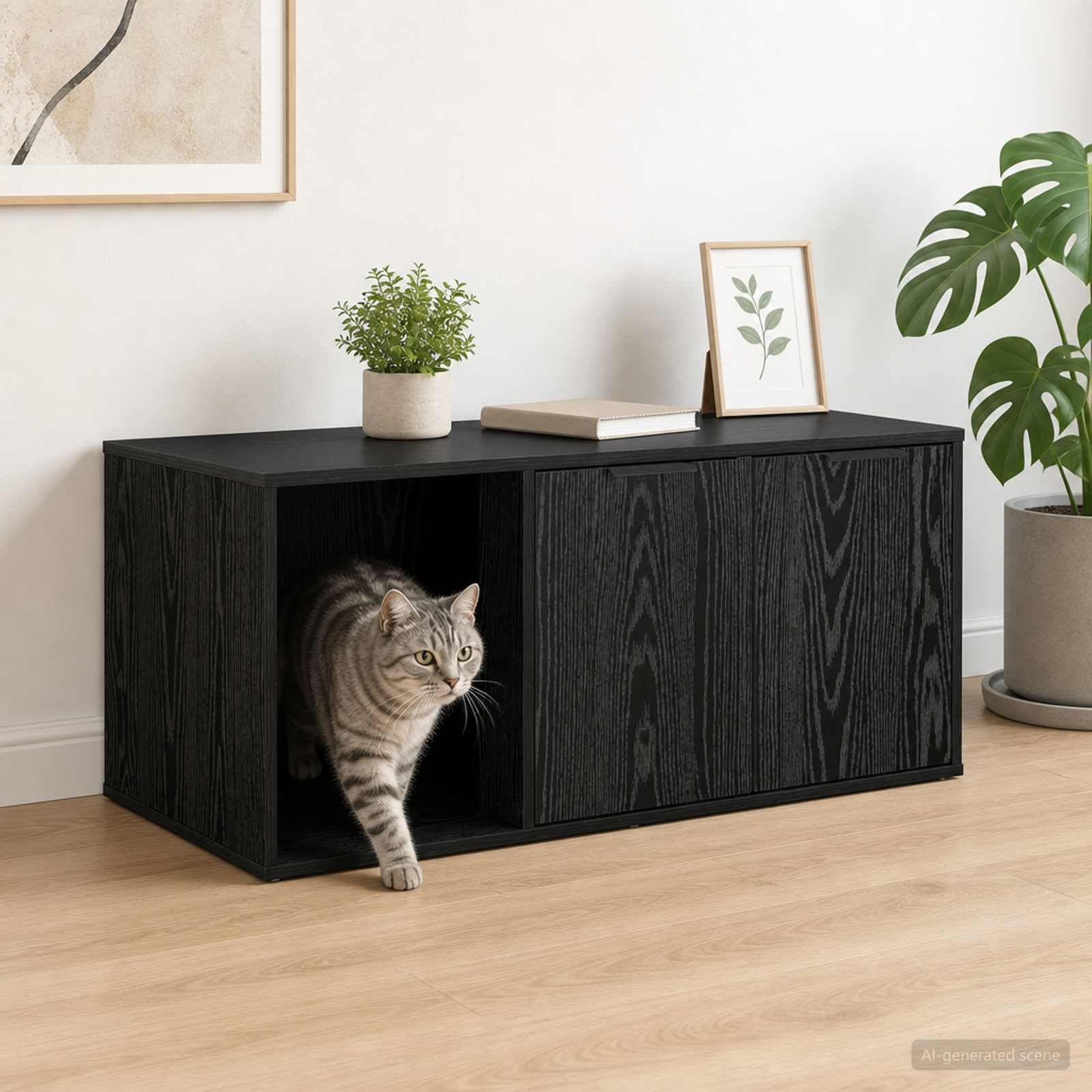 Kassi puuri mööbel Must tamm 100 x 49 x 45 cm Tehispuit