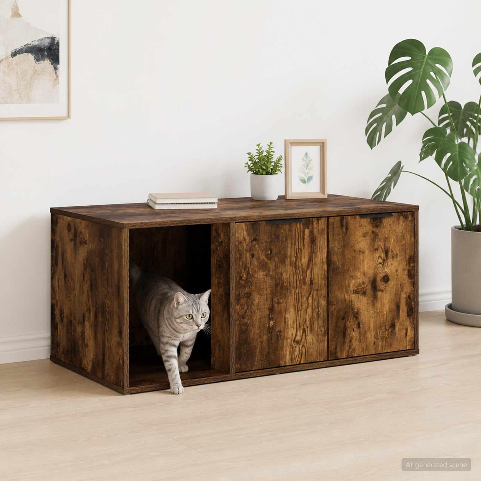 Kassi puuri mööbel Suitsutatud tamm 100 x 49 x 45 cm Tehispuit