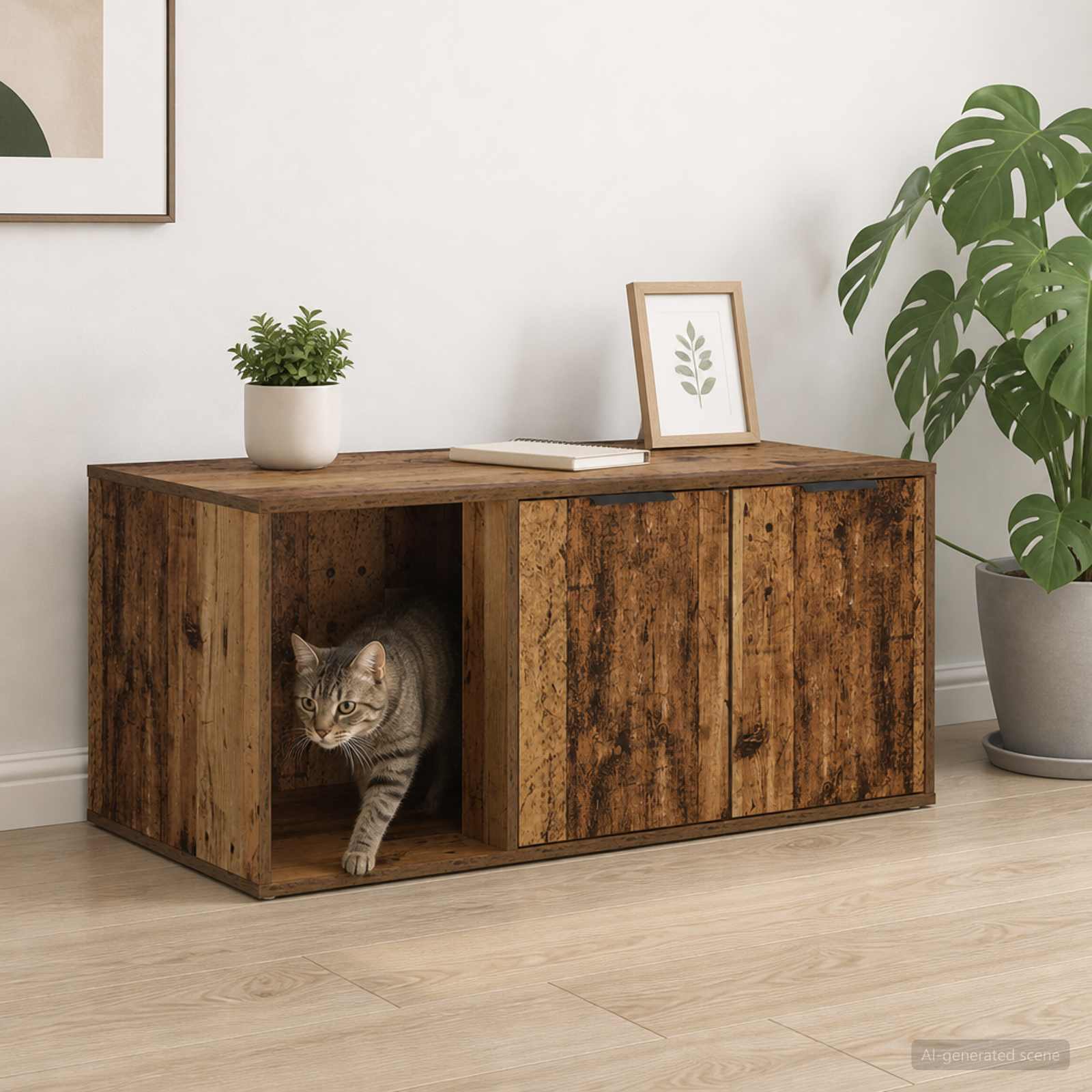Kassi puuri mööbel Vana puit 100 x 49 x 45 cm Tehispuit