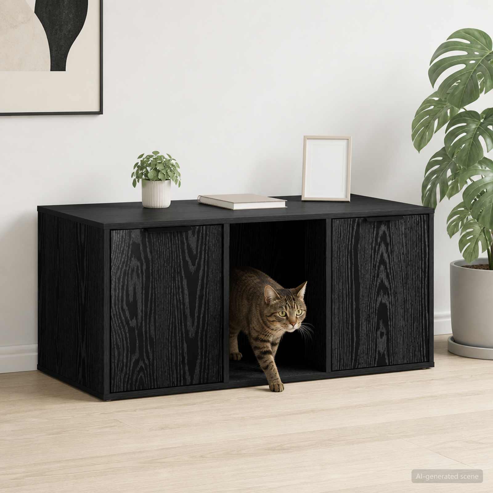 Kassi puuri mööbel Must tamm 100 x 49 x 45 cm Tehispuit
