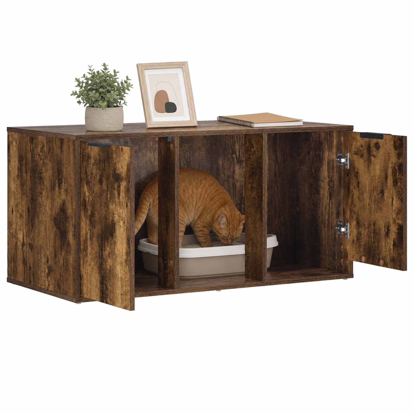 Kassi puuri mööbel Suitsutatud tamm 100 x 49 x 45 cm Tehispuit
