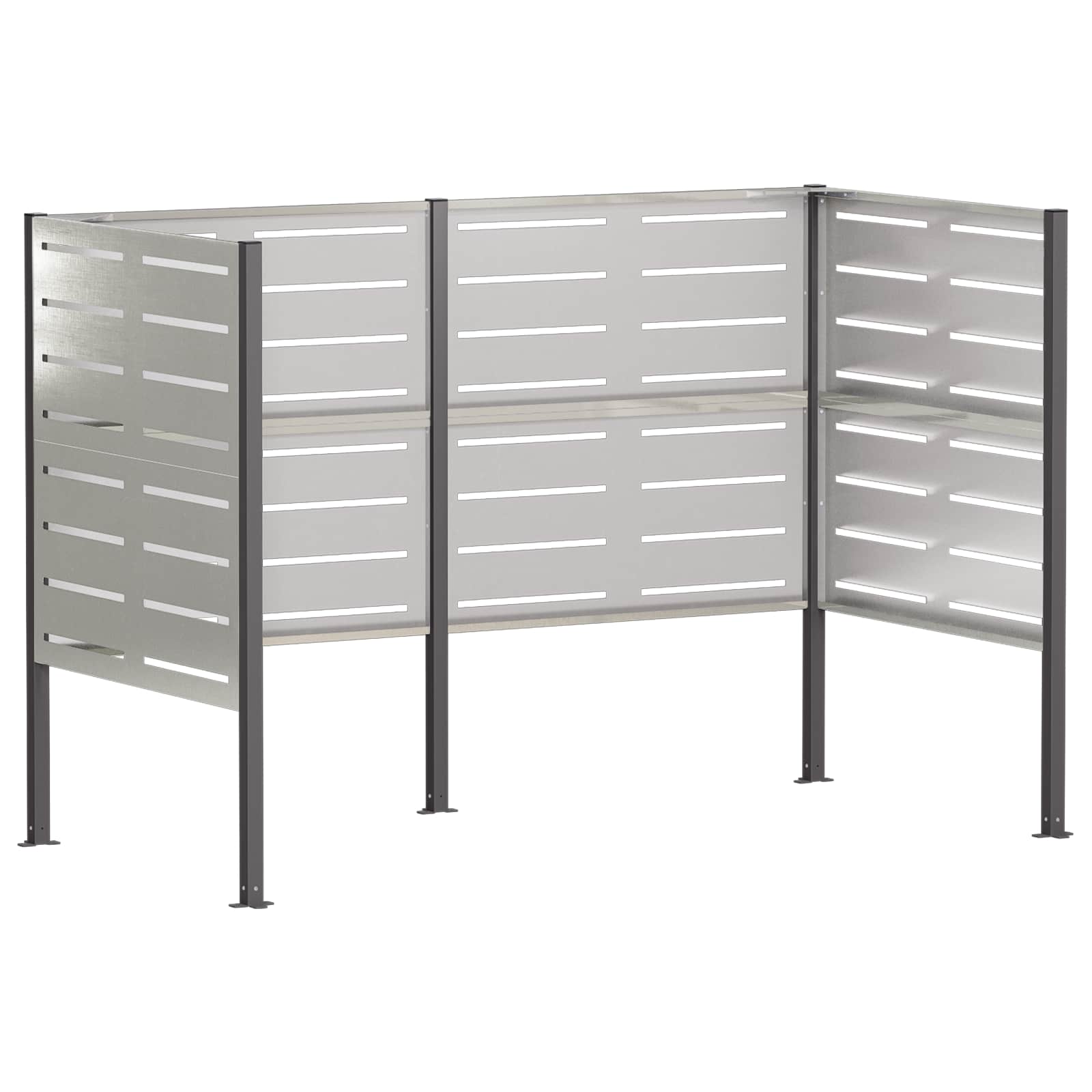Prügikasti ekraan 167 x 85 x 113 cm Roostevaba teras Hõbedane