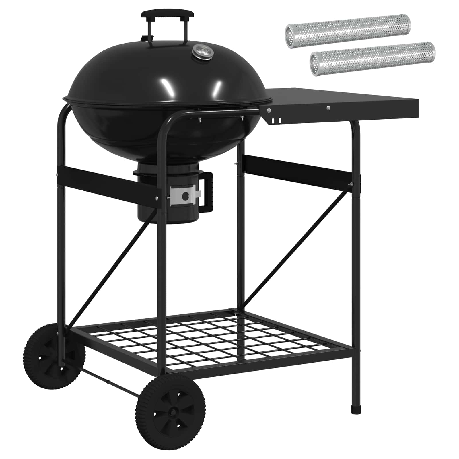 Süsi grill suitsetaja torudega 91 x 71 x 107 cm Teras Must
