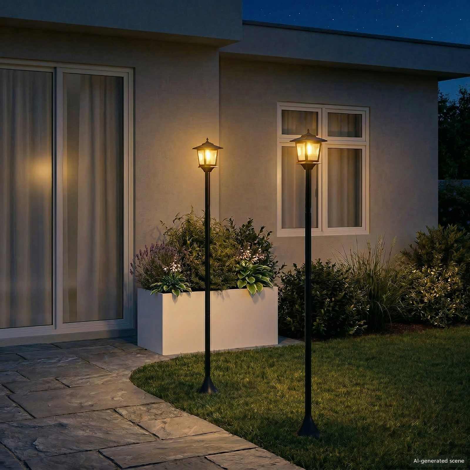 Lamp Post Set with LED Bulb 2 tk Must 16 x 16 x 156 cm