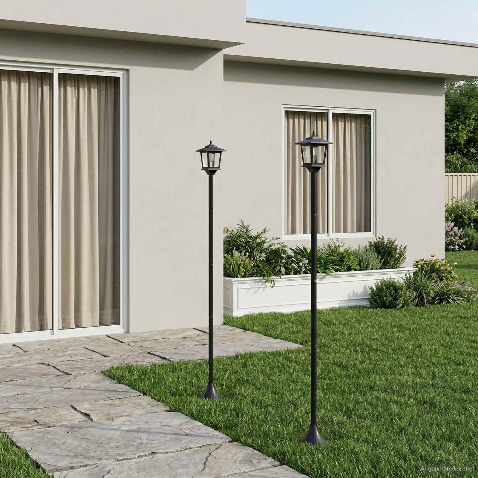 Lamp Post Set with LED Bulb 2 tk Must 16 x 16 x 156 cm