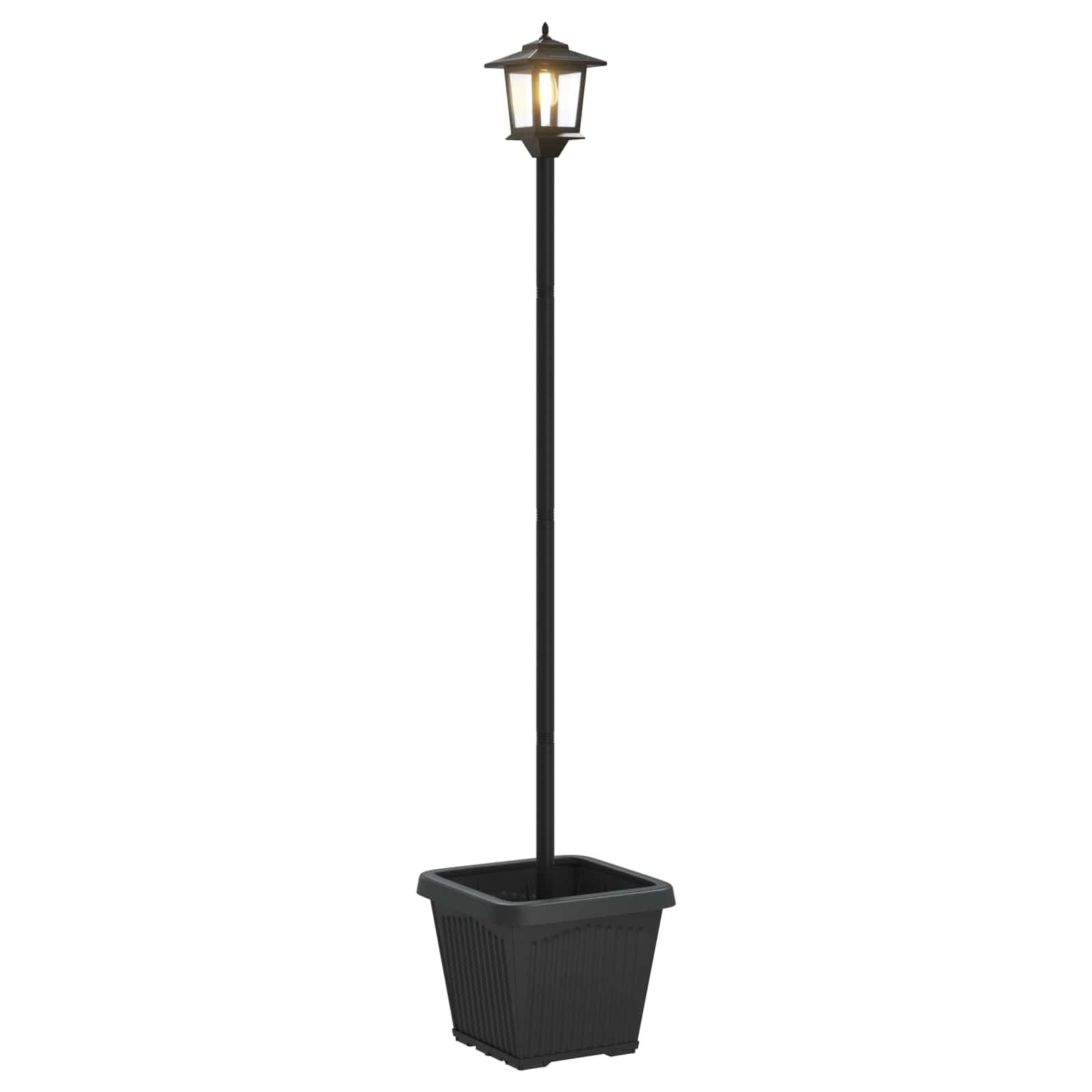 Päikeseenergia lamp posti ja lillekastiga Must 32 x 32 x 158 cm