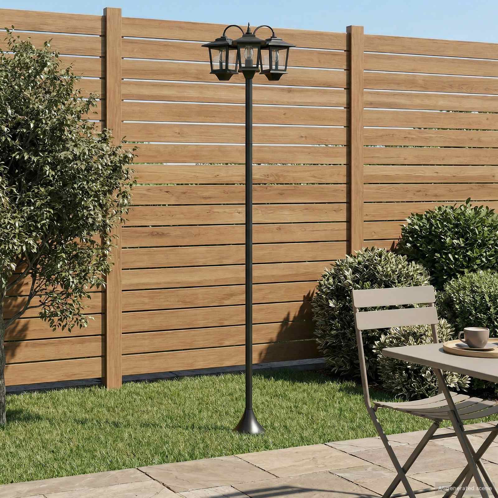 3-Pealine Lamp Post Must 16 x 16 x 187 cm Alumiinium ja ABS