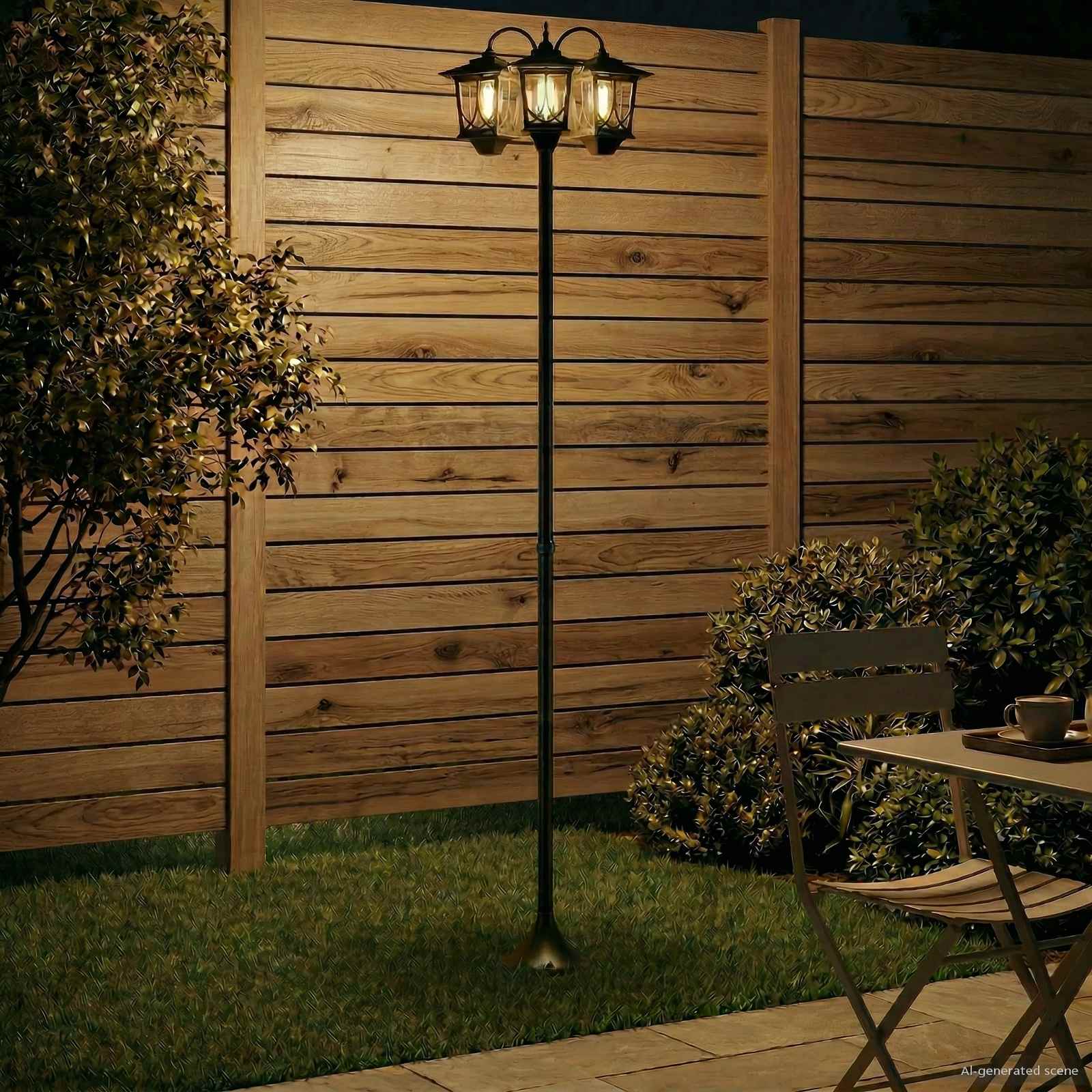 3-Pealine Lamp Post Must 16 x 16 x 187 cm Alumiinium ja ABS