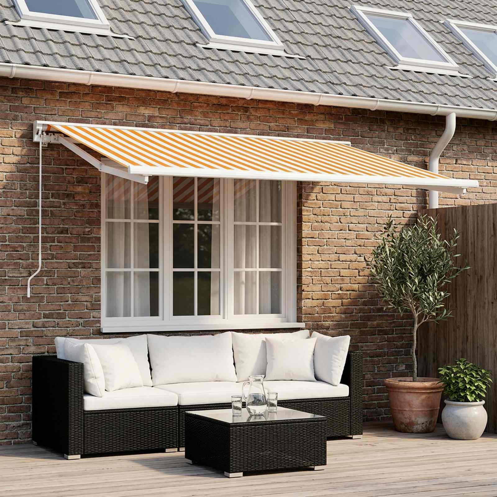 Varikatuse asenduskangas Kollane ja Valge 250 x 200 cm