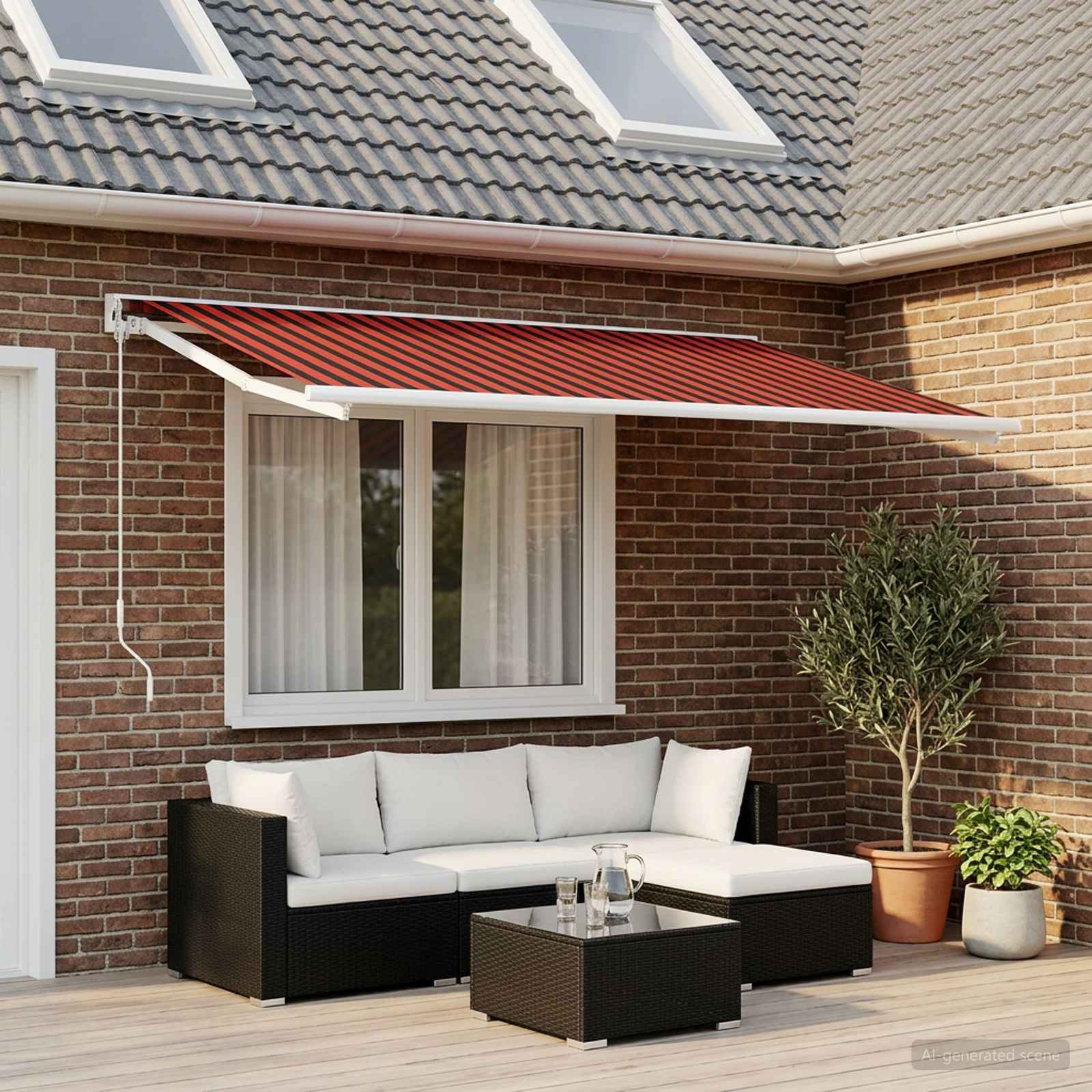Varikatuse asenduskangas oranž ja pruun 400 × 350 cm Polüester