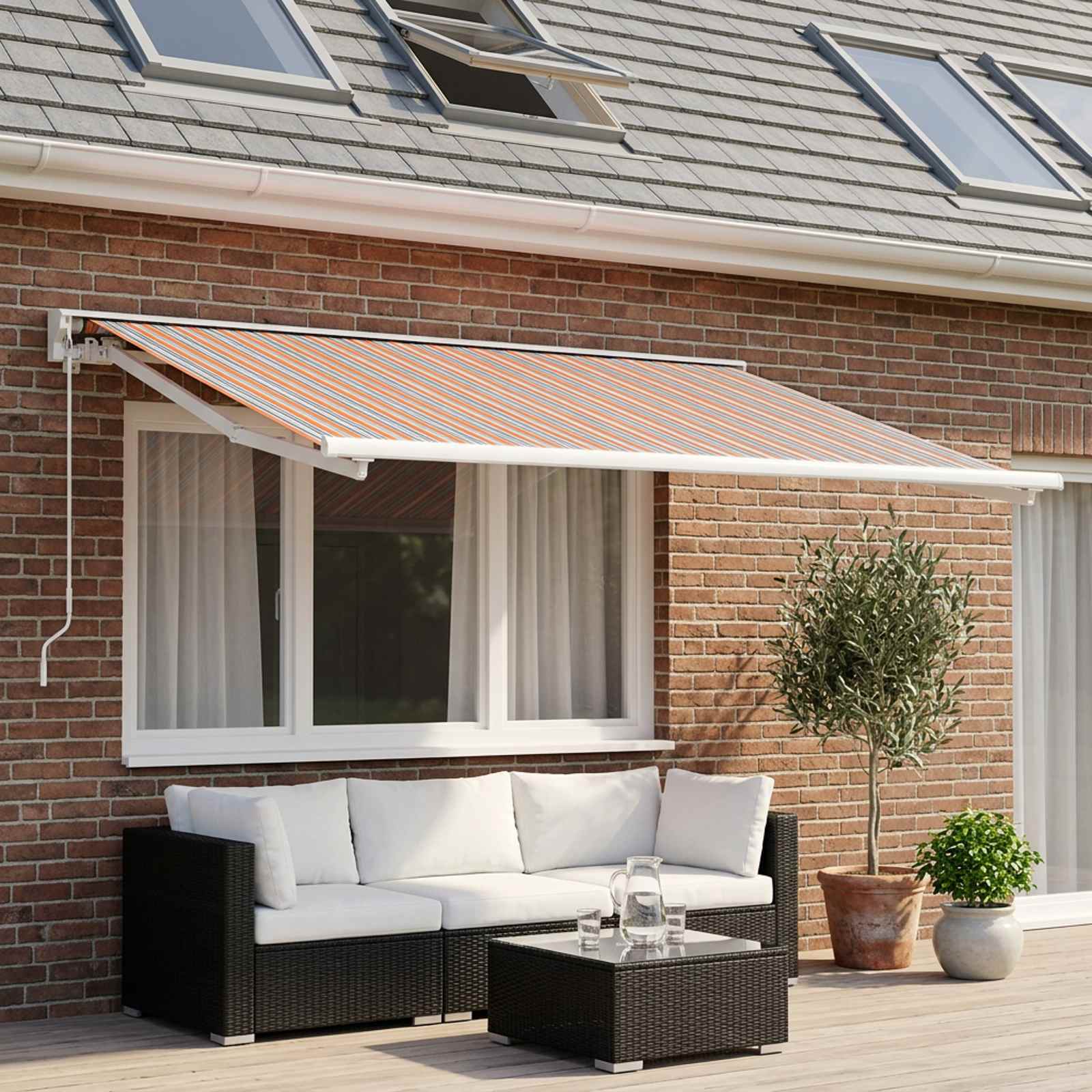 Varikatuse asenduskangas Sinine ja Oranž 350 x 250 cm Polüester
