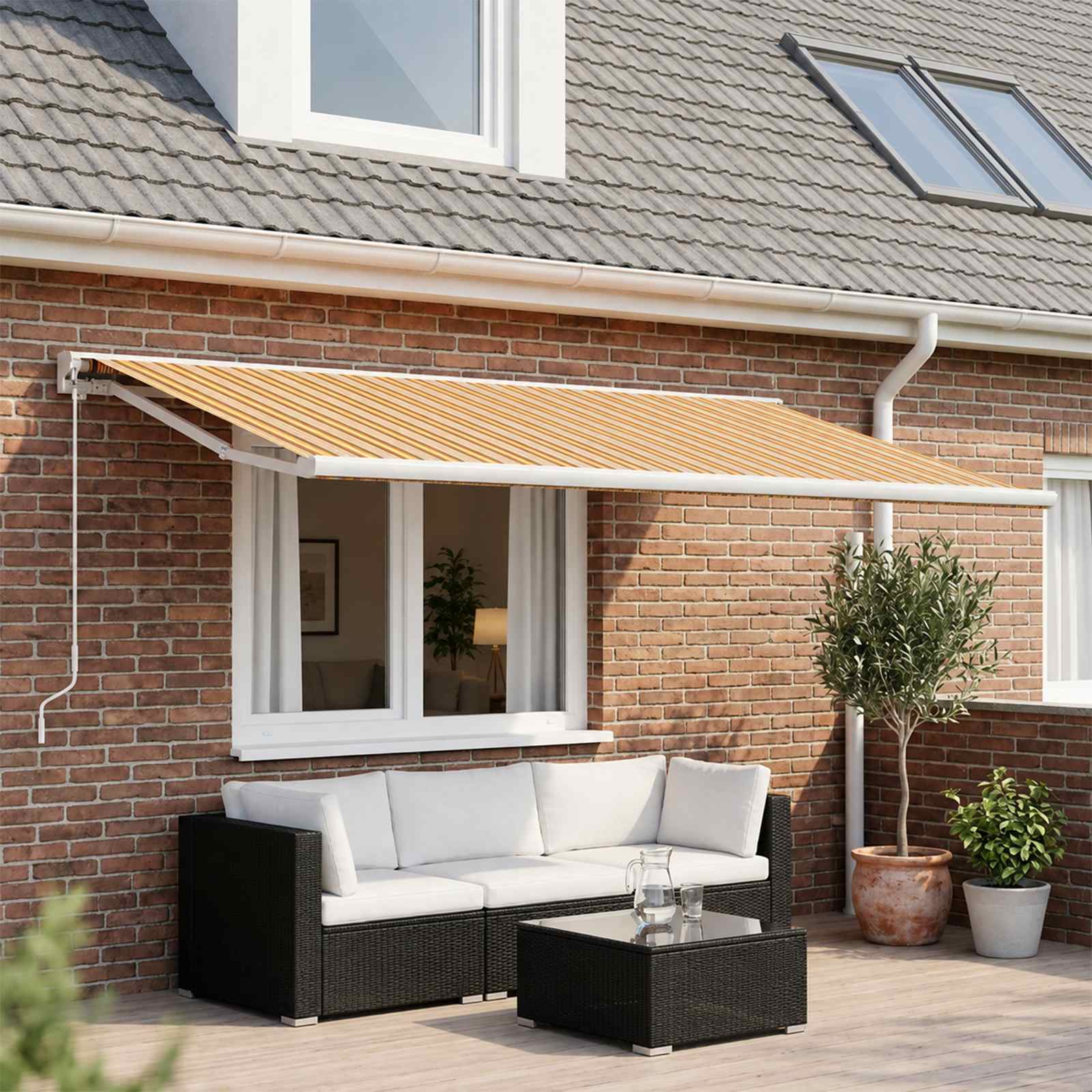 Varikatuse asenduskangas Oranž ja Must 400 × 350 cm Polüester