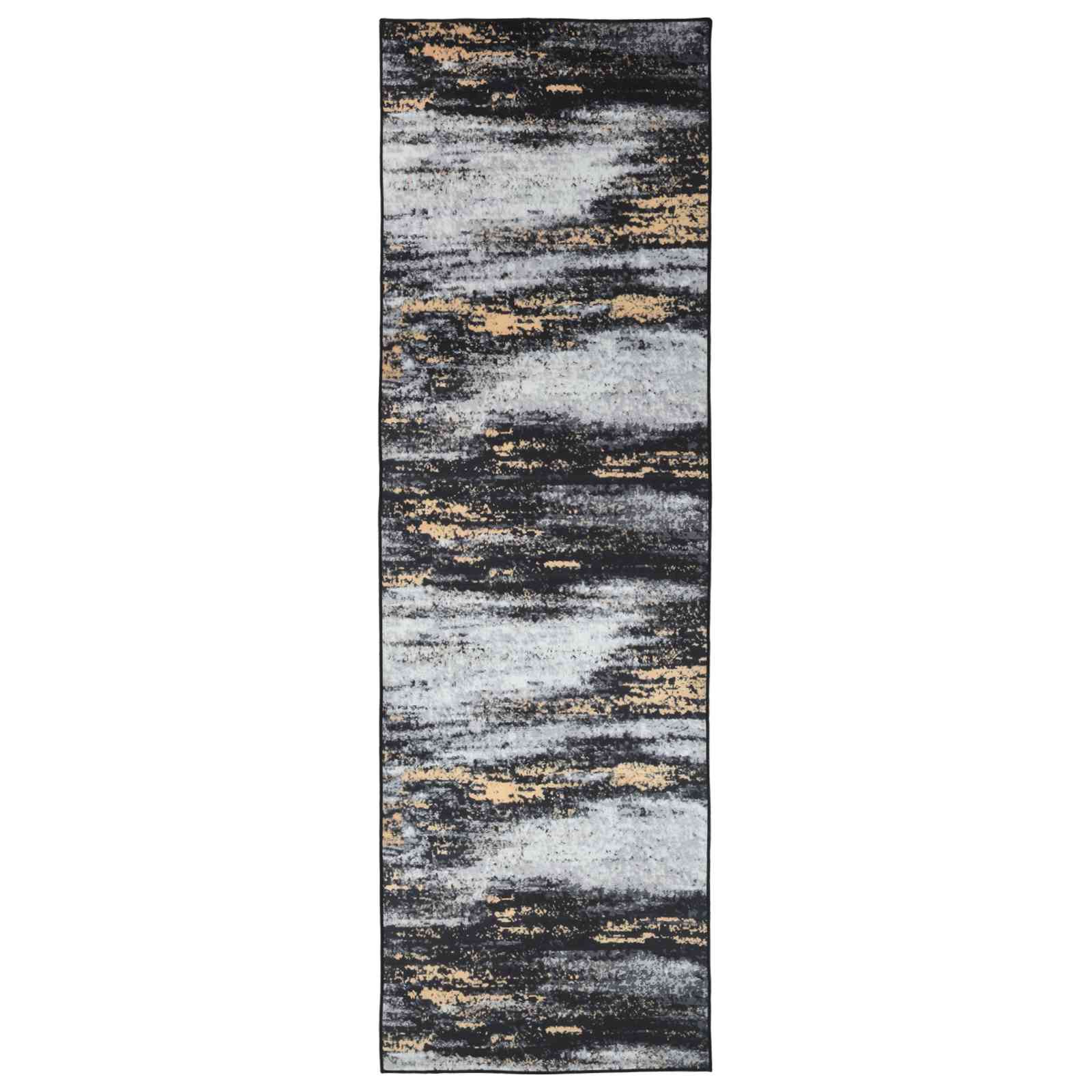 Vaip Rätikutoru LESAKA Must ja kuldne 80 x 250 cm Diamantveluur
