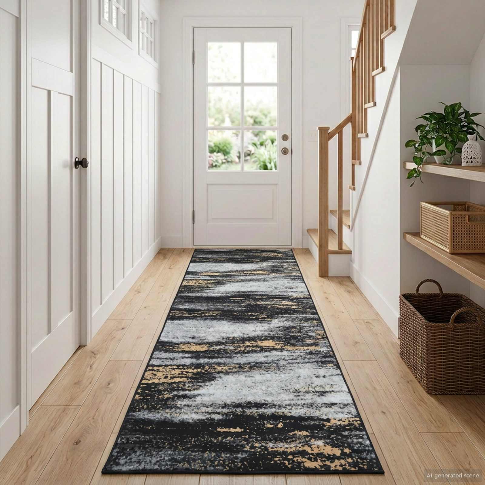 Vaip Rätikutoru LESAKA Must ja kuldne 100 x 200 cm