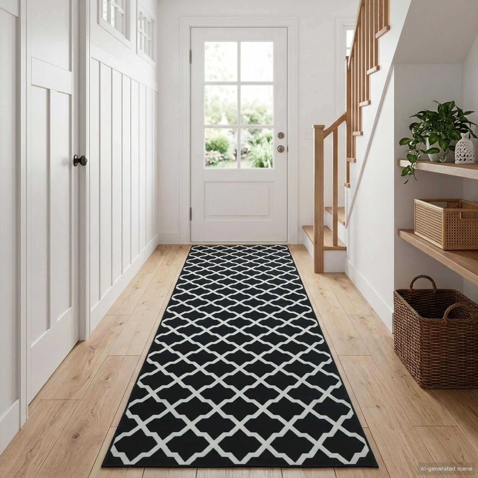 Vaip Rätikutoru LESAKA Must ja valge 80 x 200 cm Diamantveluur