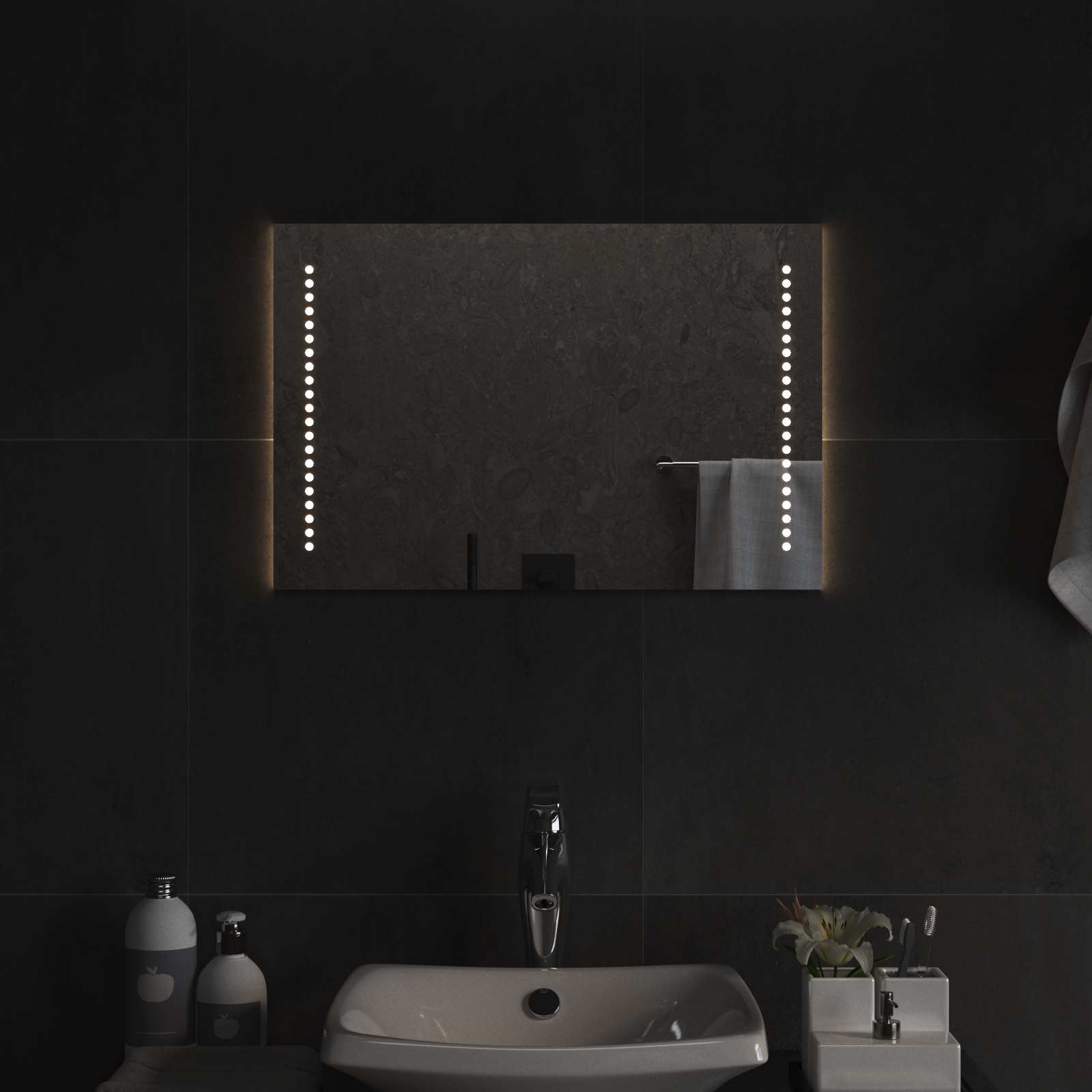 LED vannitoa peegel Läbipaistev 60 x 40 cm karastatud klaas