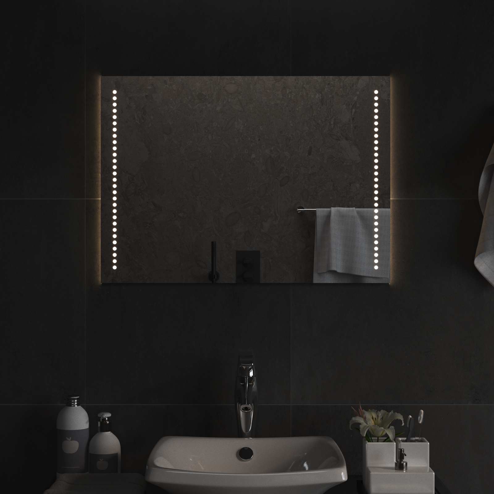 LED vannitoa peegel Läbipaistev 70 x 50 cm karastatud klaas