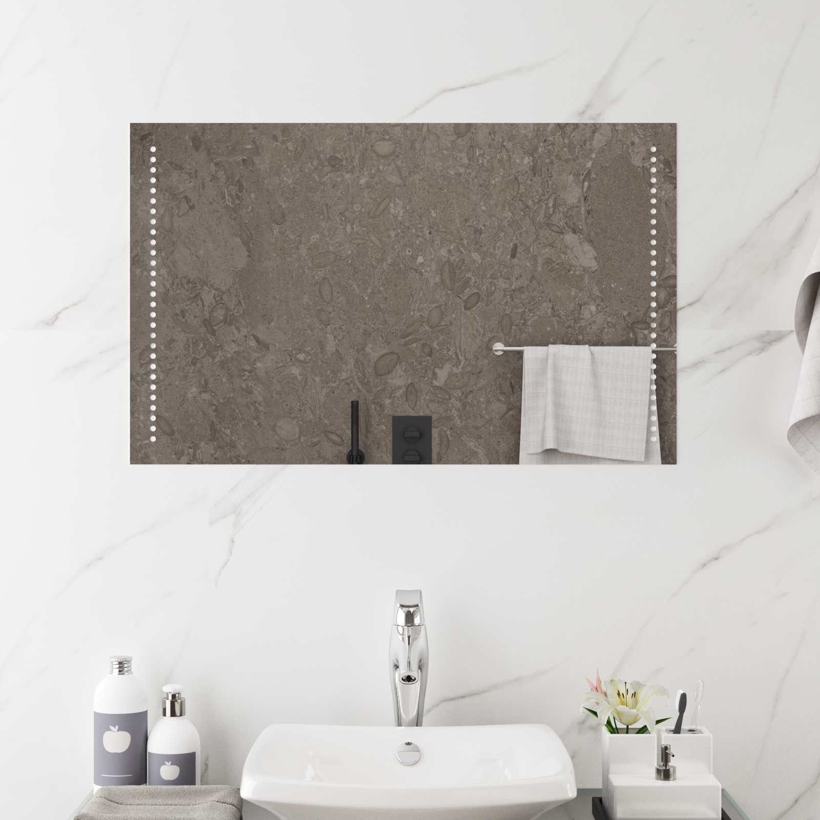 LED vannitoa peegel Läbipaistev 80 x 50 cm karastatud klaas