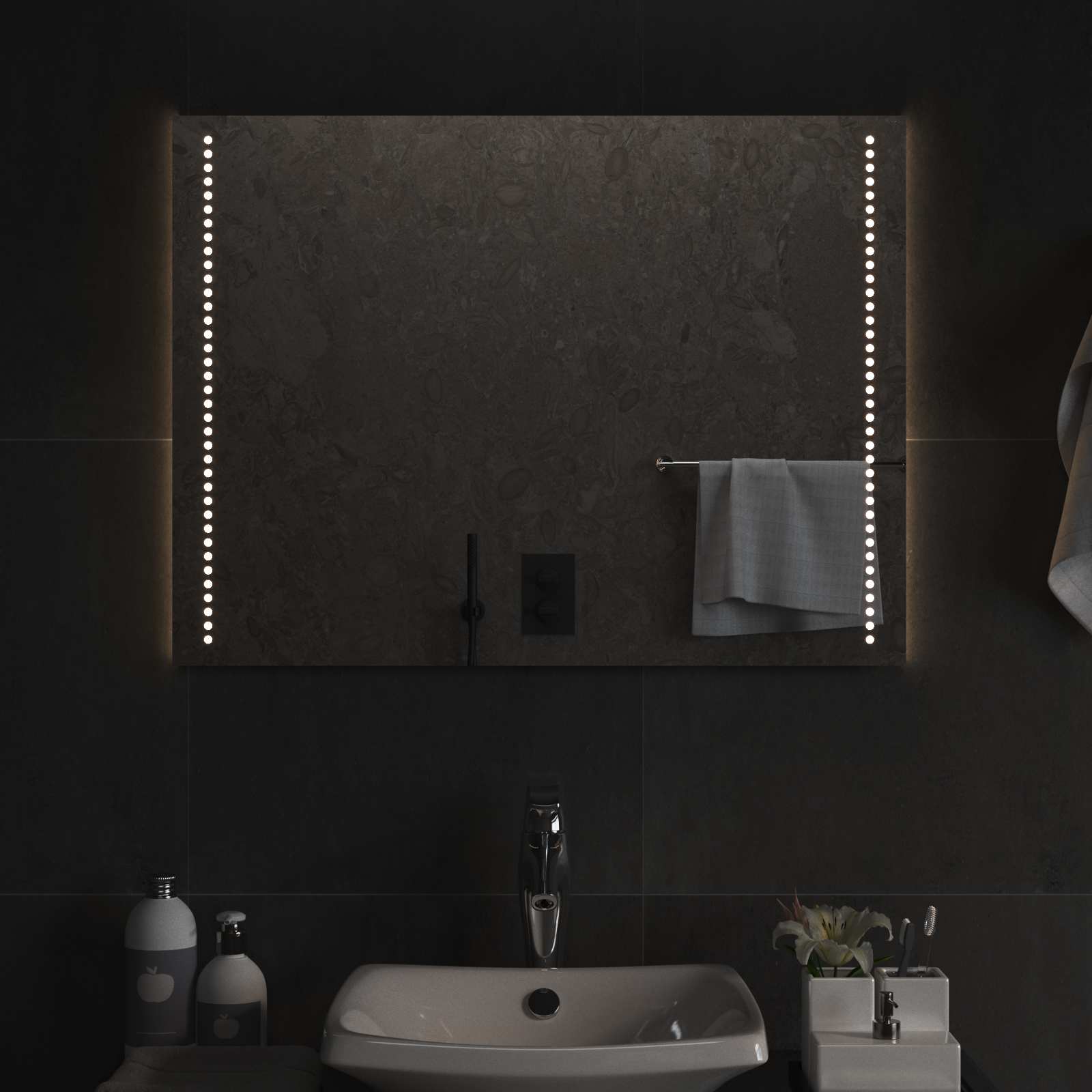 LED vannitoa peegel Läbipaistev 80 x 60 cm karastatud klaas