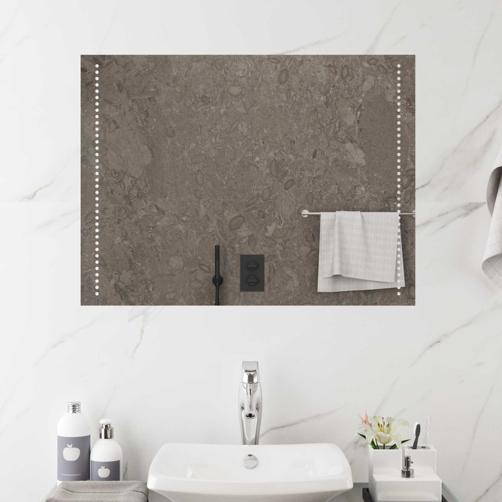 LED vannitoa peegel Läbipaistev 80 x 60 cm karastatud klaas