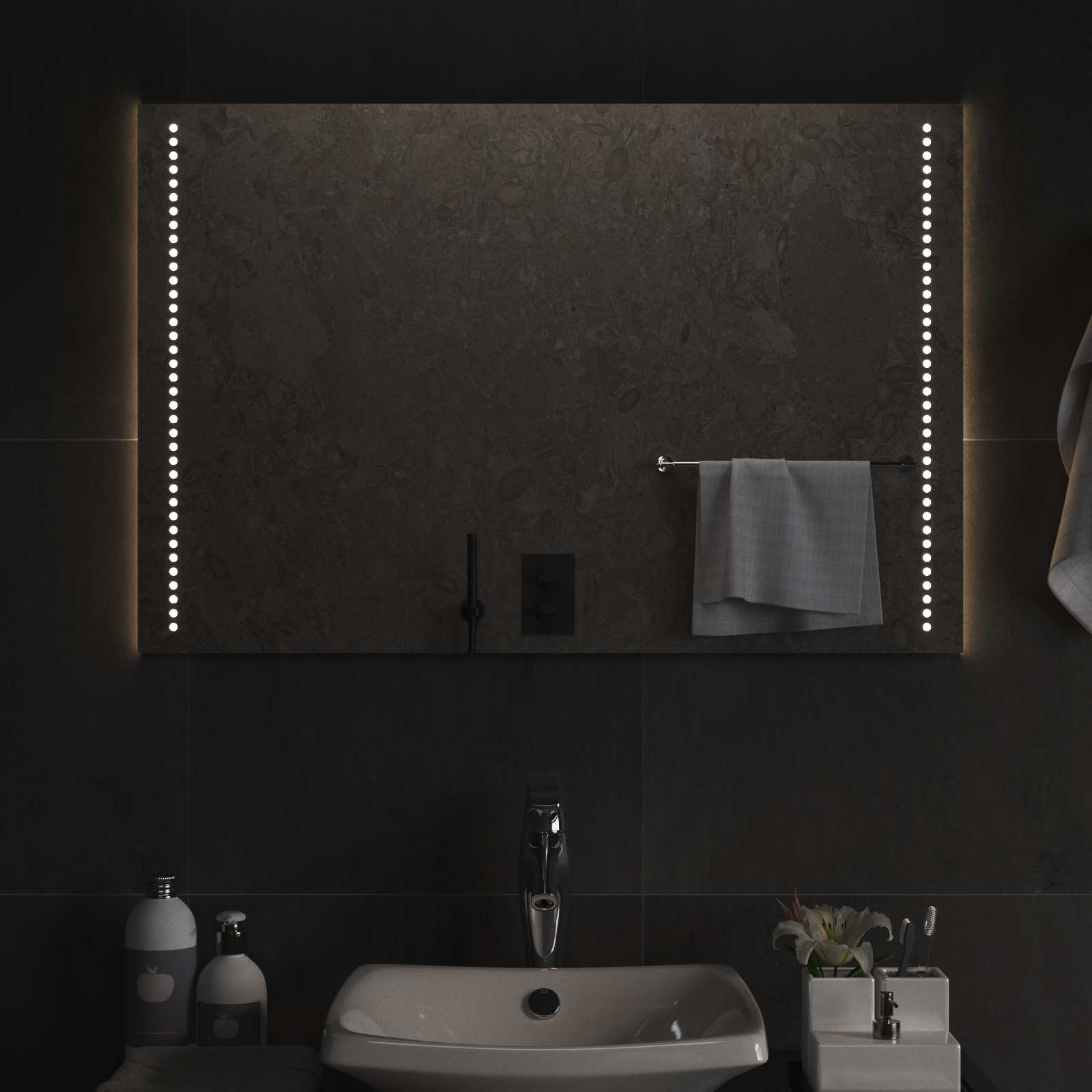 LED vannitoa peegel Läbipaistev 90 x 60 cm karastatud klaas