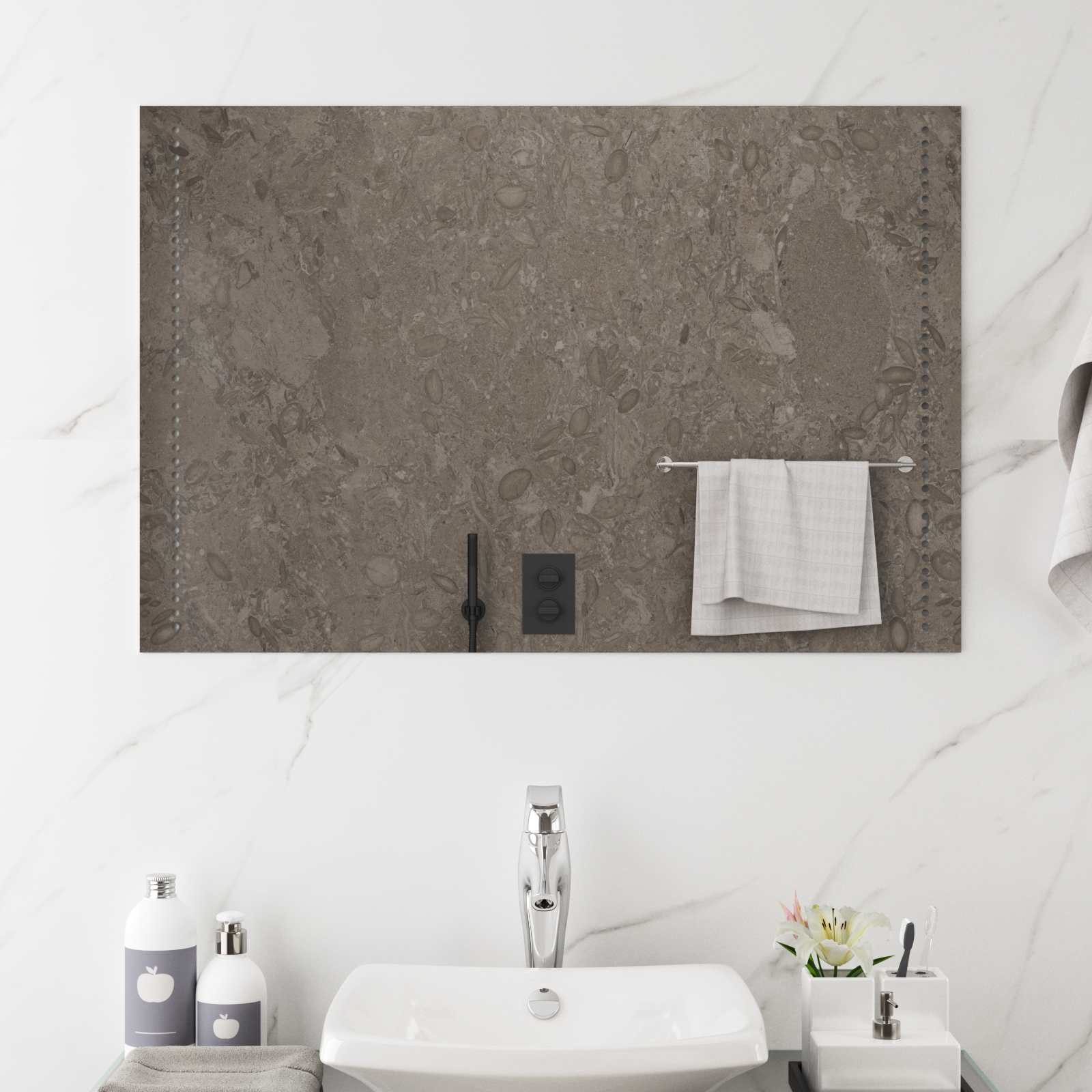 LED vannitoa peegel Läbipaistev 90 x 60 cm karastatud klaas