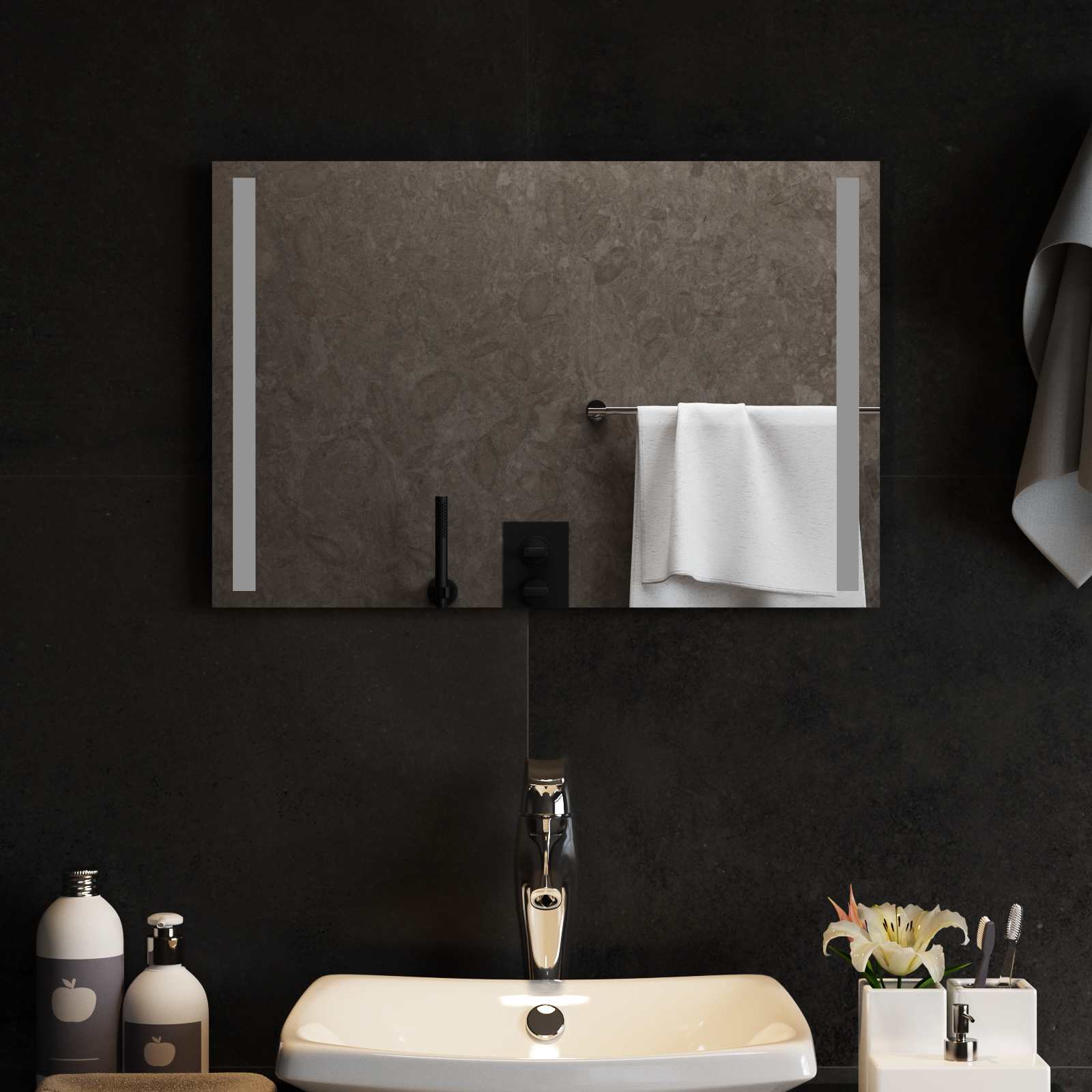 LED vannitoa peegel Läbipaistev 60 x 40 cm karastatud klaas