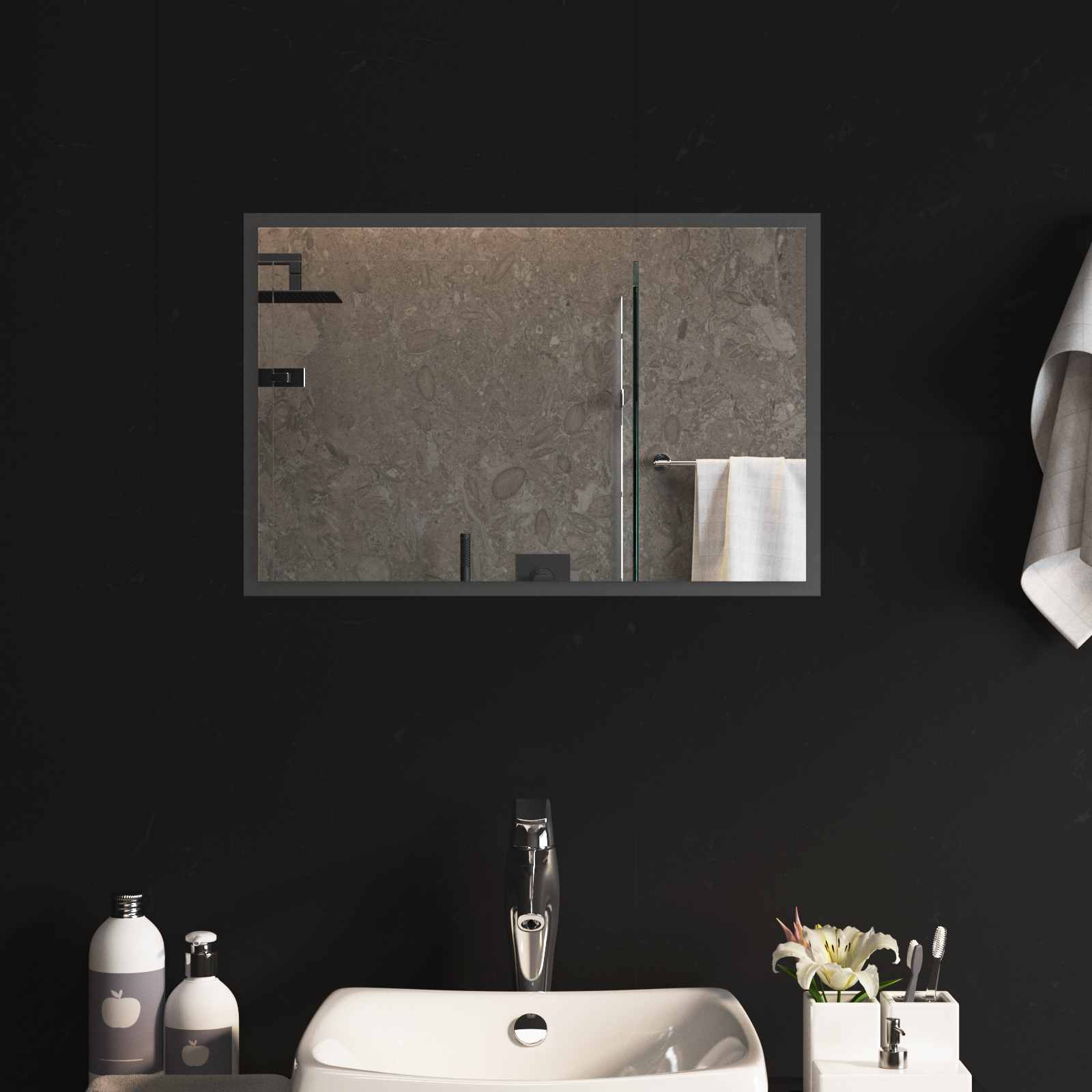 LED vannitoa peegel Läbipaistev 60 x 40 cm karastatud klaas