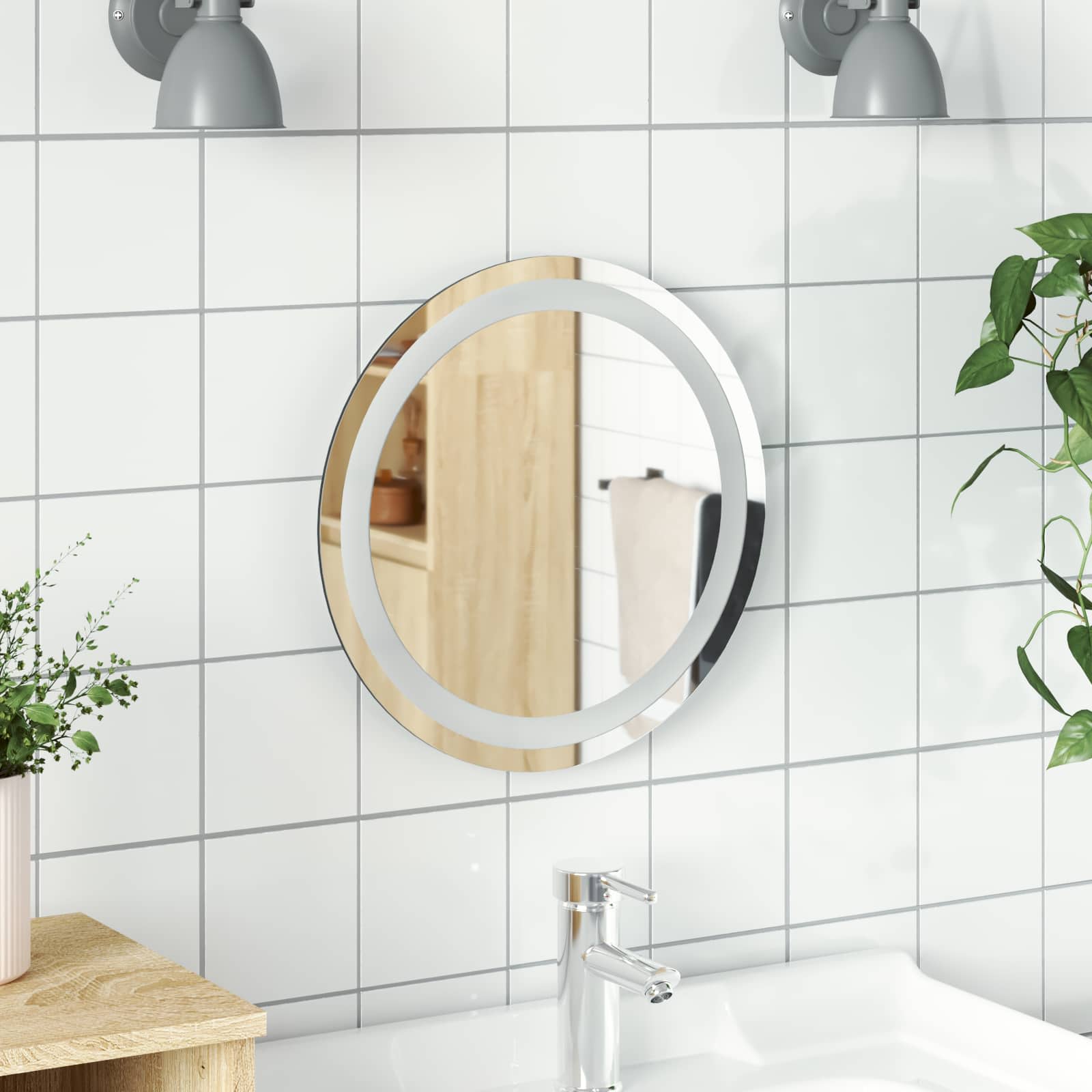LED vannitoa peegel Läbipaistev Ø 40 cm karastatud klaas