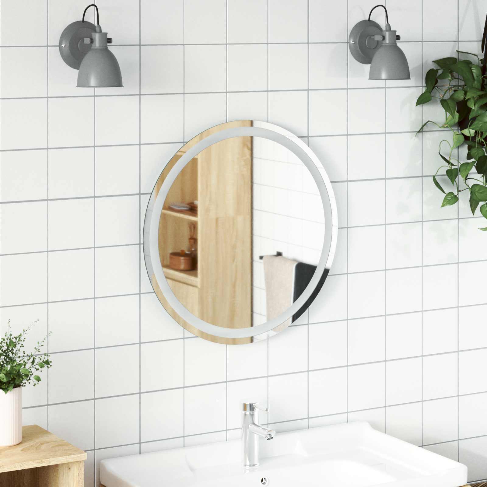 LED vannitoa peegel Läbipaistev Ø 60 cm karastatud klaas