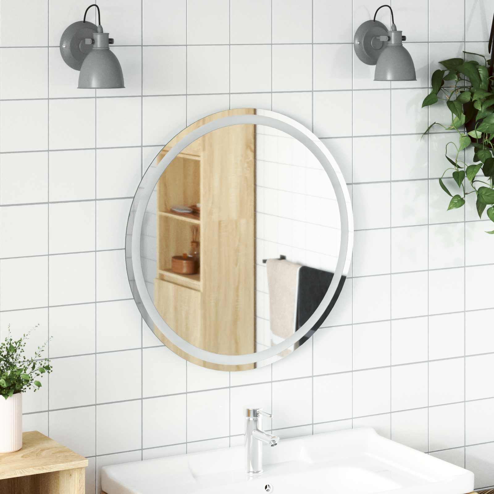 LED vannitoa peegel Läbipaistev Ø 70 cm karastatud klaas