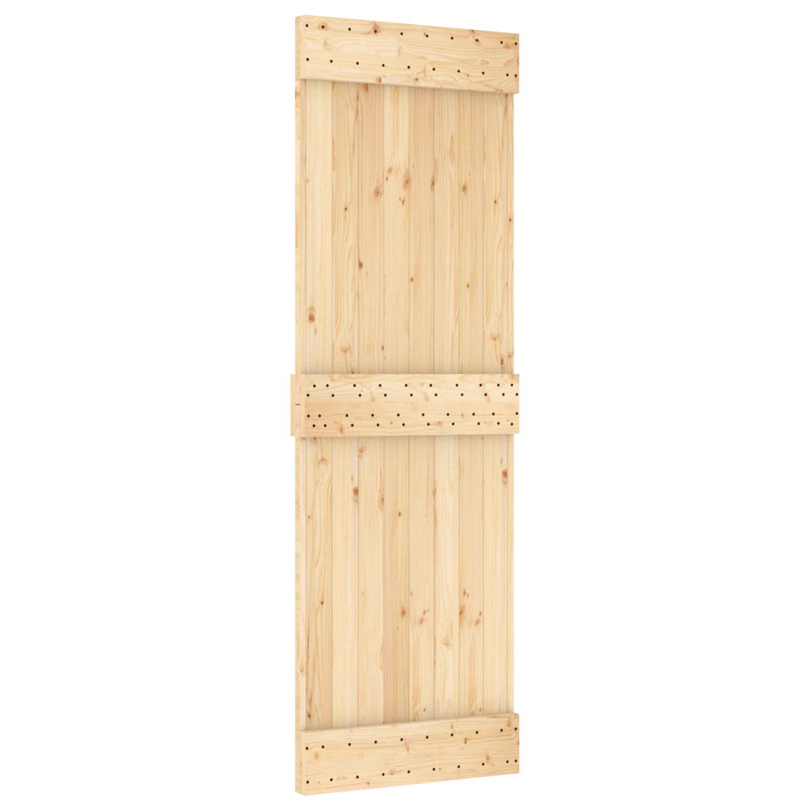 Libisev uks Naturaalne ja must 70 x 210 cm Tahke männipuit