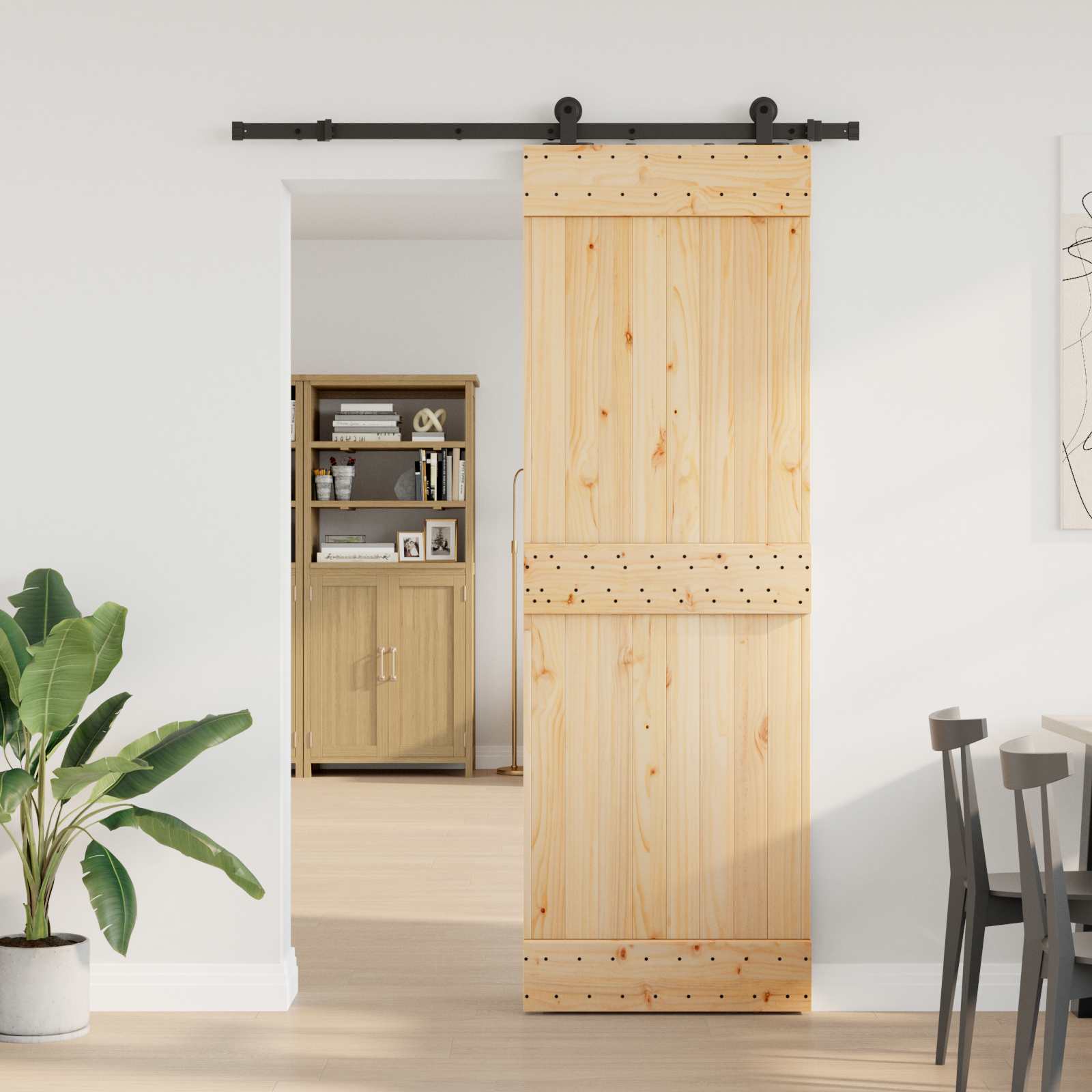 Libisev uks NARVIK Naturaalne ja must 70 x 210 cm (152,5 cm)