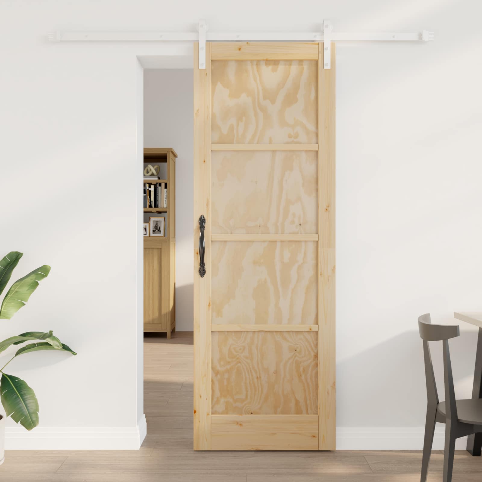 Libisev uks 73,5 x 211 cm Toekas männipuit Looduslik ja Valge