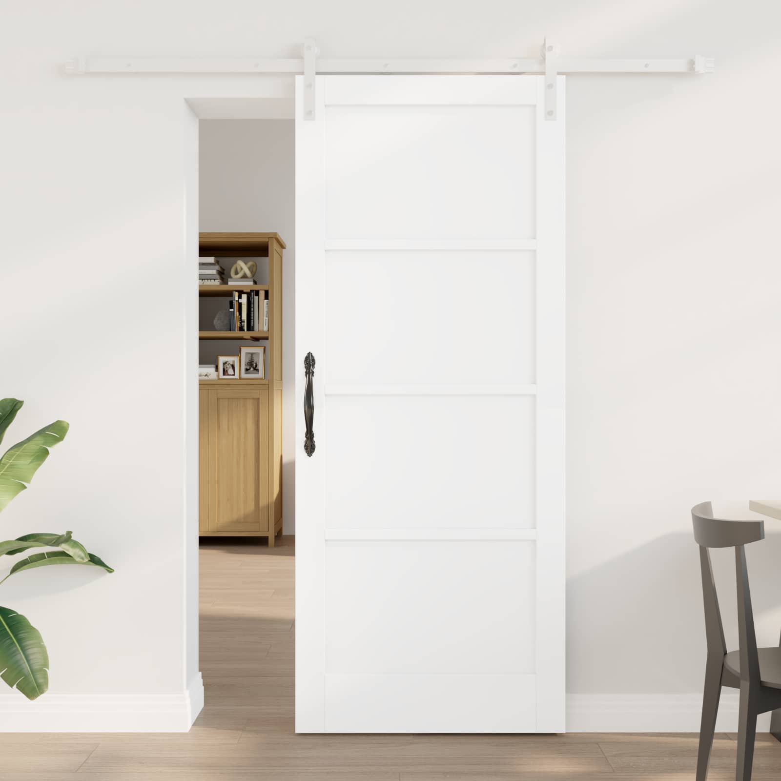 Libisev uks 83 x 202 cm Toekas männipuit Valge