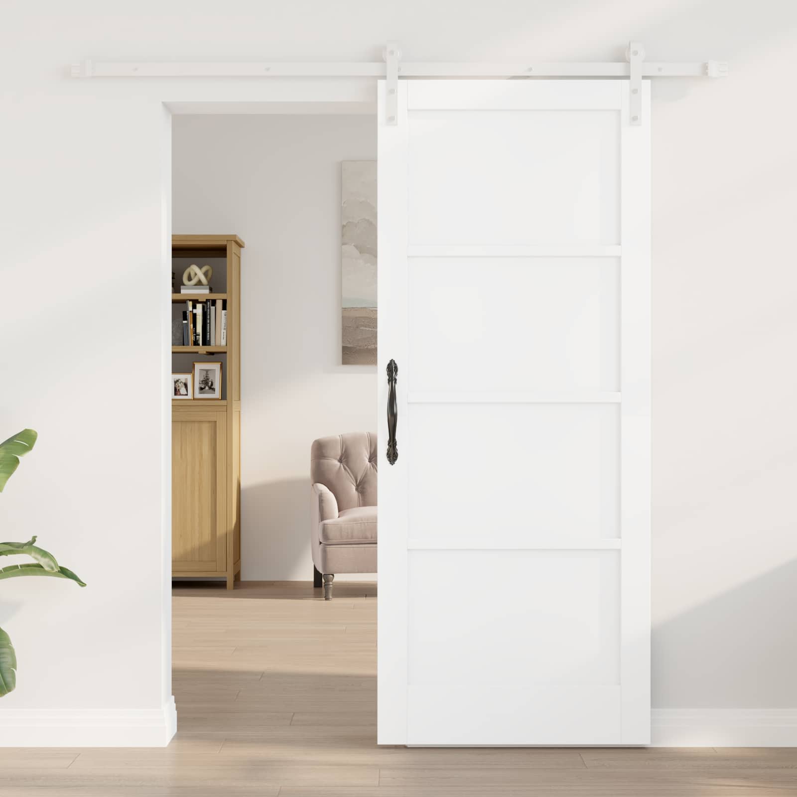 Libisev uks 83 x 202 cm Toekas männipuit Valge