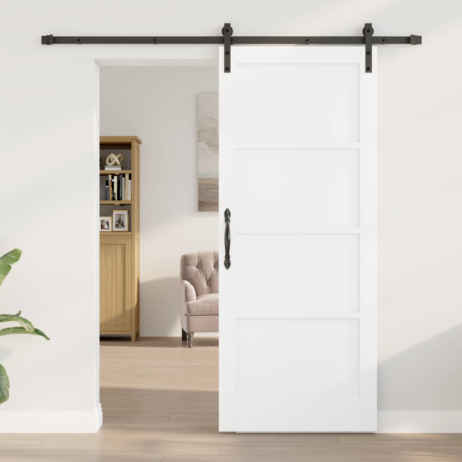 Libisev uks Valge 83 x 202 cm Toekas männipuit
